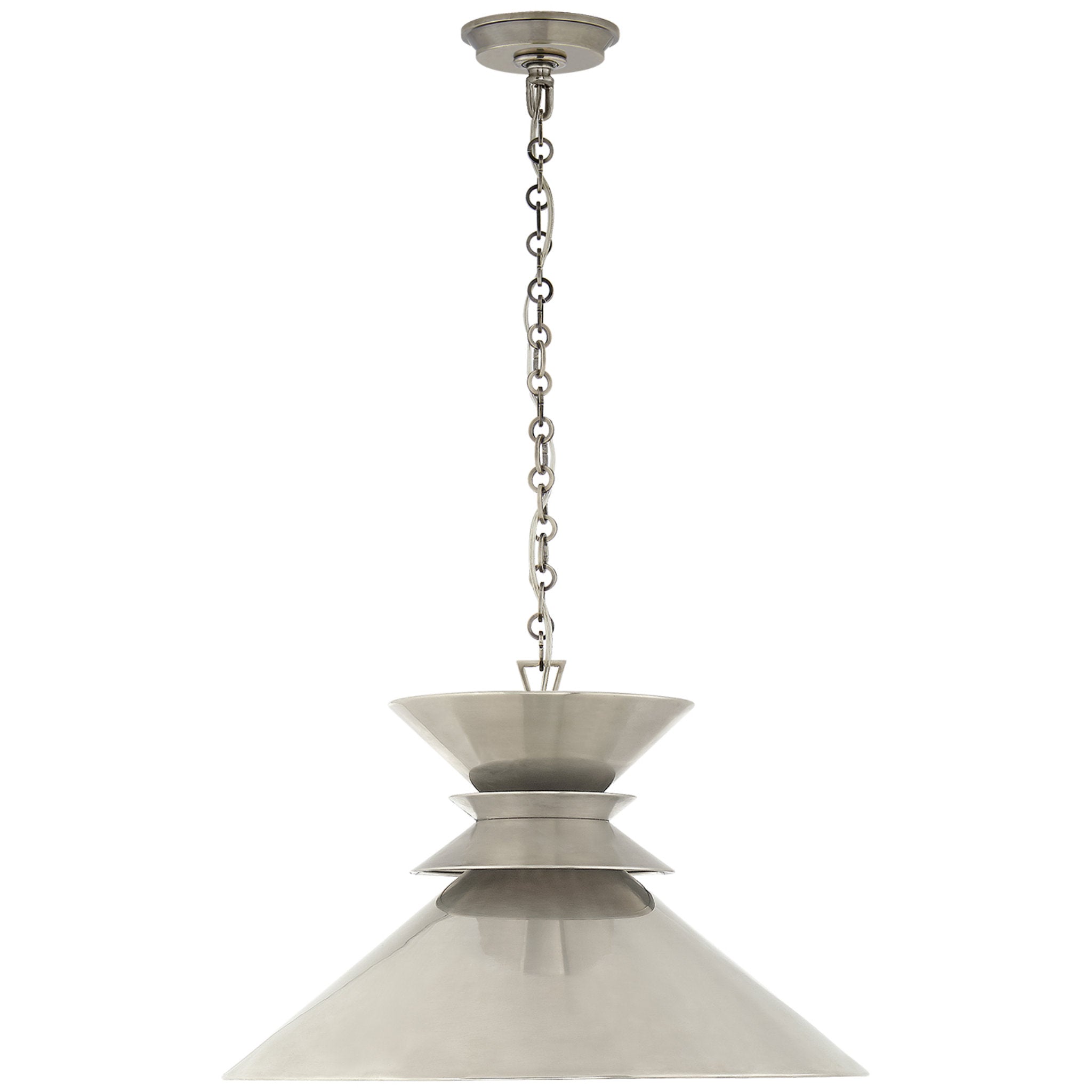 Chapman & Myers Alborg Large Stacked Pendant in Antique Nickel with Antique Nickel Shade Ceiling Light W24" x H15.5"