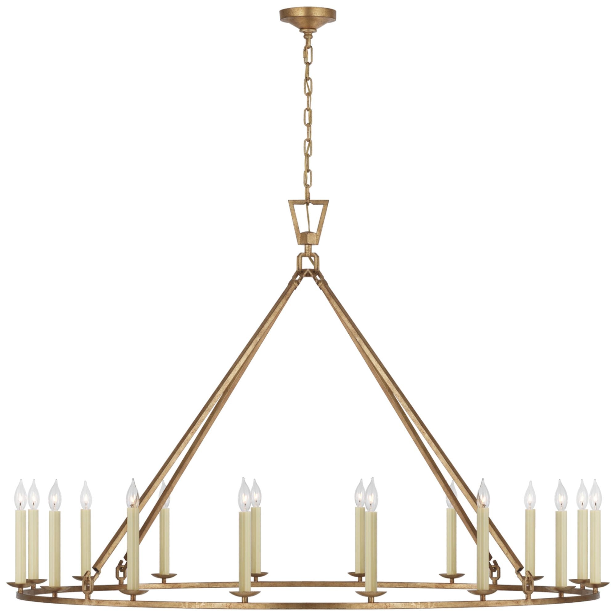 Chapman & Myers Darlana Oversized Single Ring Chandelier in Gilded Iron Ceiling Light W61.25" x H41.5"