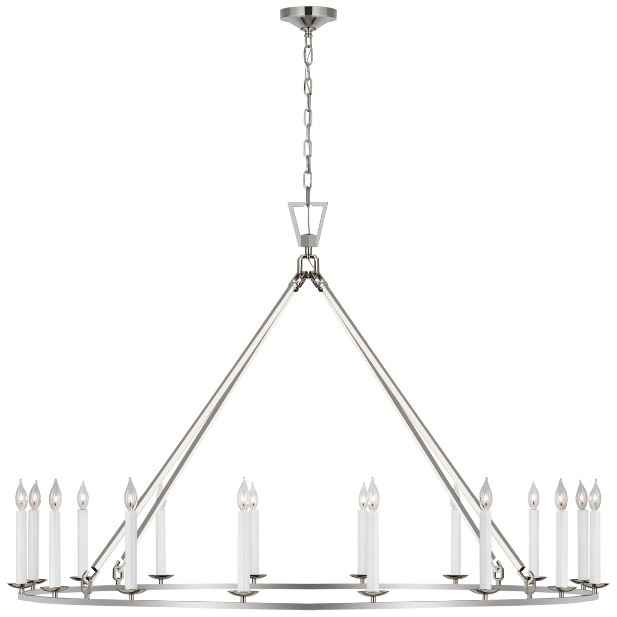 Chapman & Myers Darlana Oversized Single Ring Chandelier in Polished Nickel Ceiling Light W61.25" x H41.5"