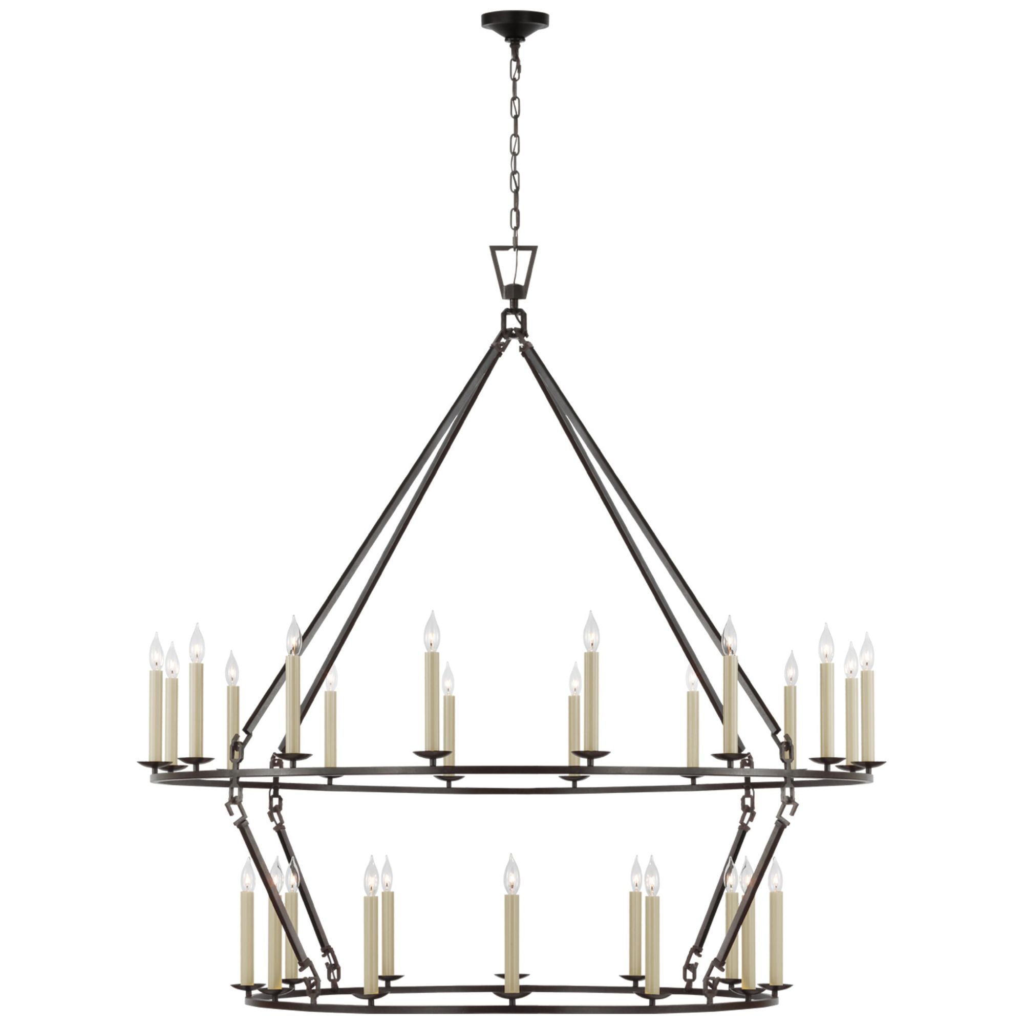 Chapman & Myers Darlana Oversized Two Tier Chandelier in Aged Iron Ceiling Light W61.25" x H63.5"