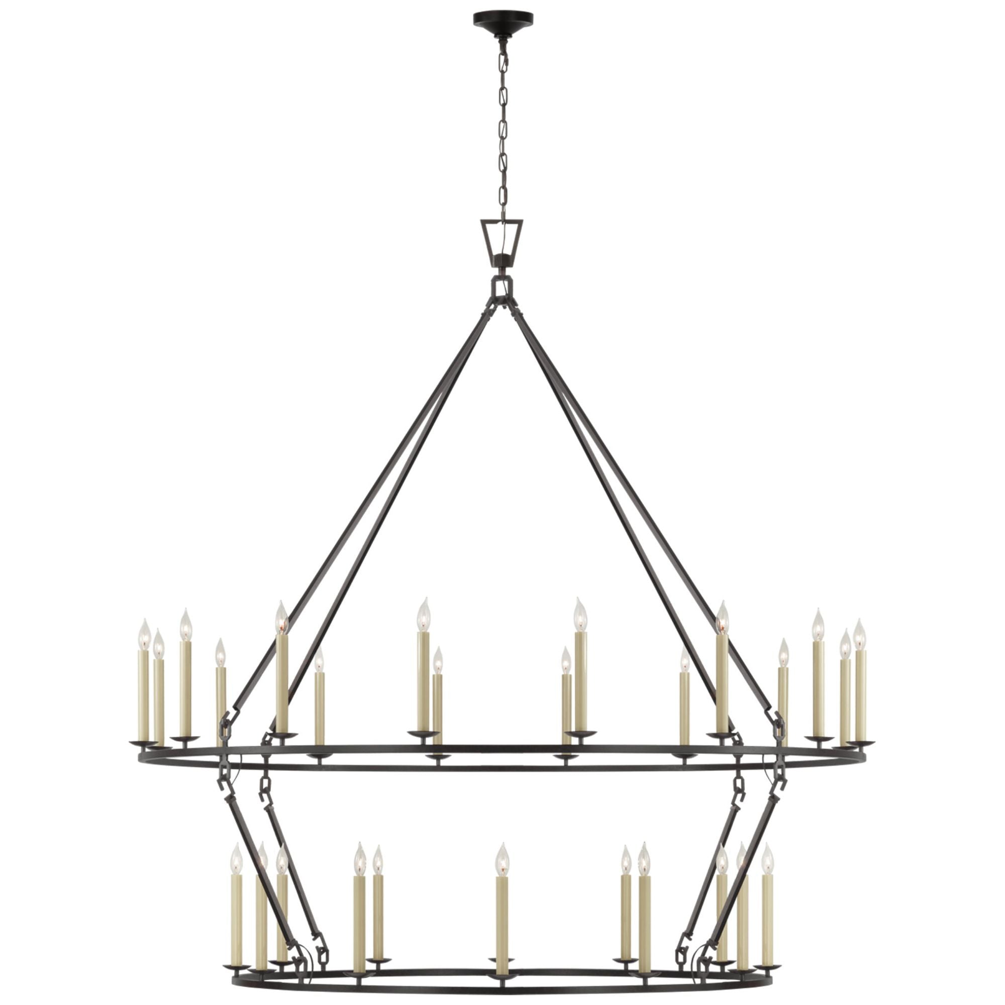 Chapman & Myers Darlana Grande Two Tier Chandelier in Aged Iron Ceiling Light W73" x H76.5"