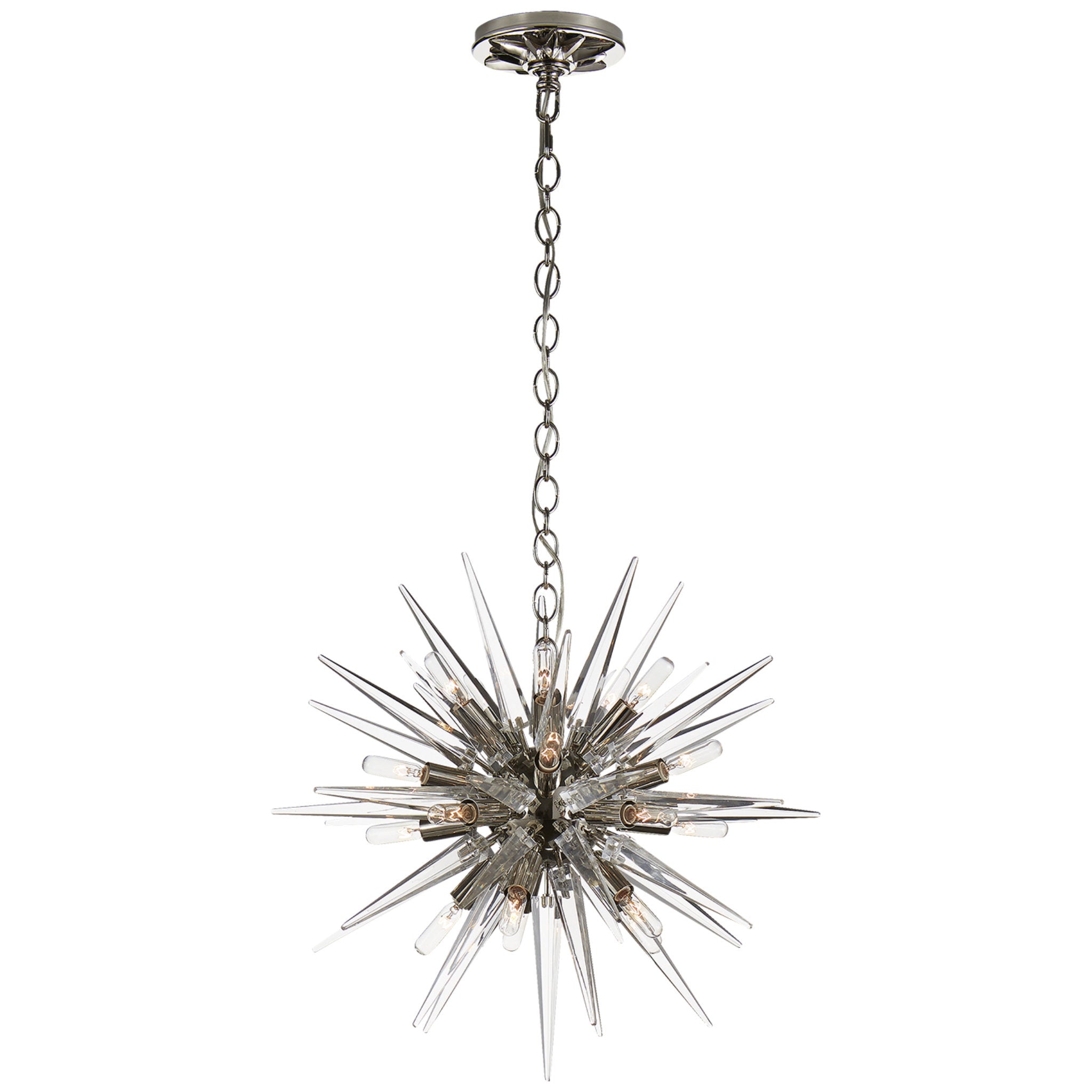 Chapman & Myers Quincy Small Sputnik Chandelier in Polished Nickel with Clear Acrylic Ceiling Light W20" x H20"