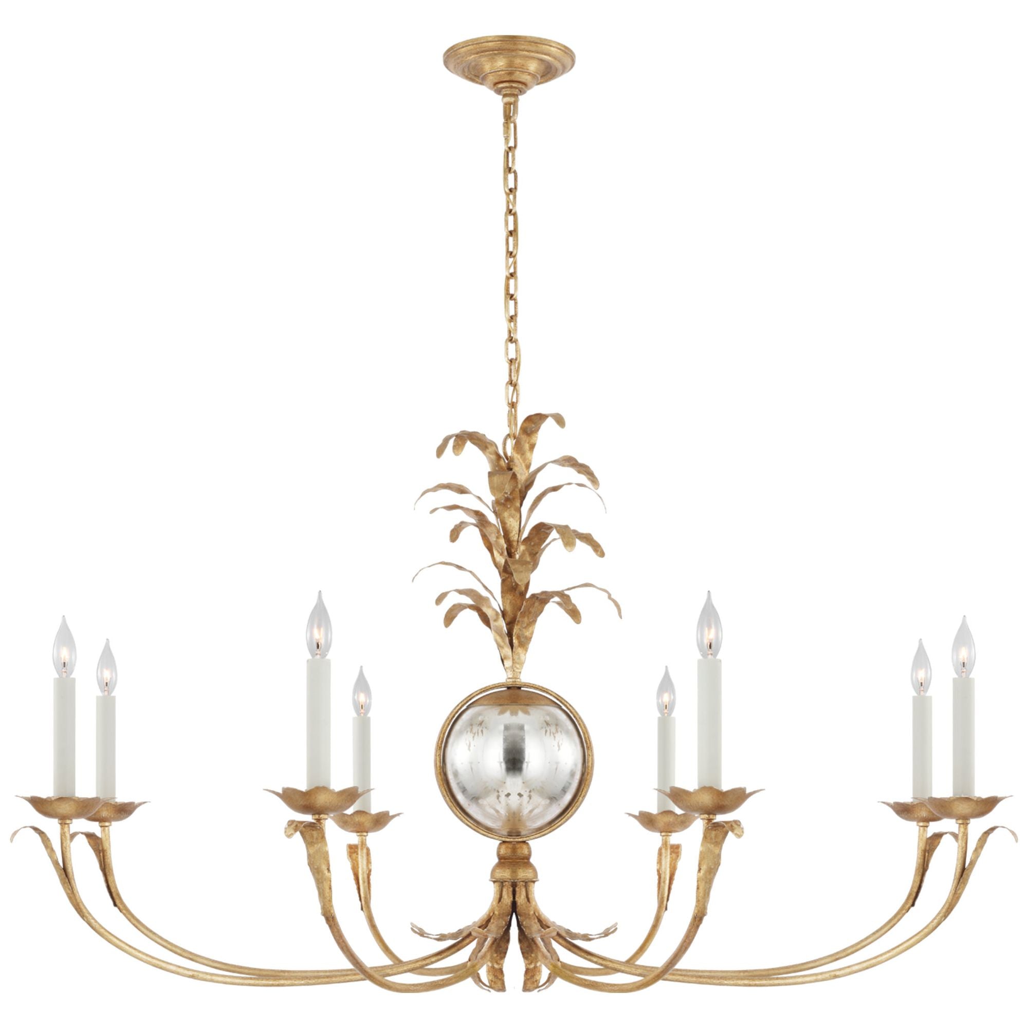 Chapman & Myers Gramercy Grande Wide Chandelier in Gilded Iron Ceiling Light W50.25" x H30"