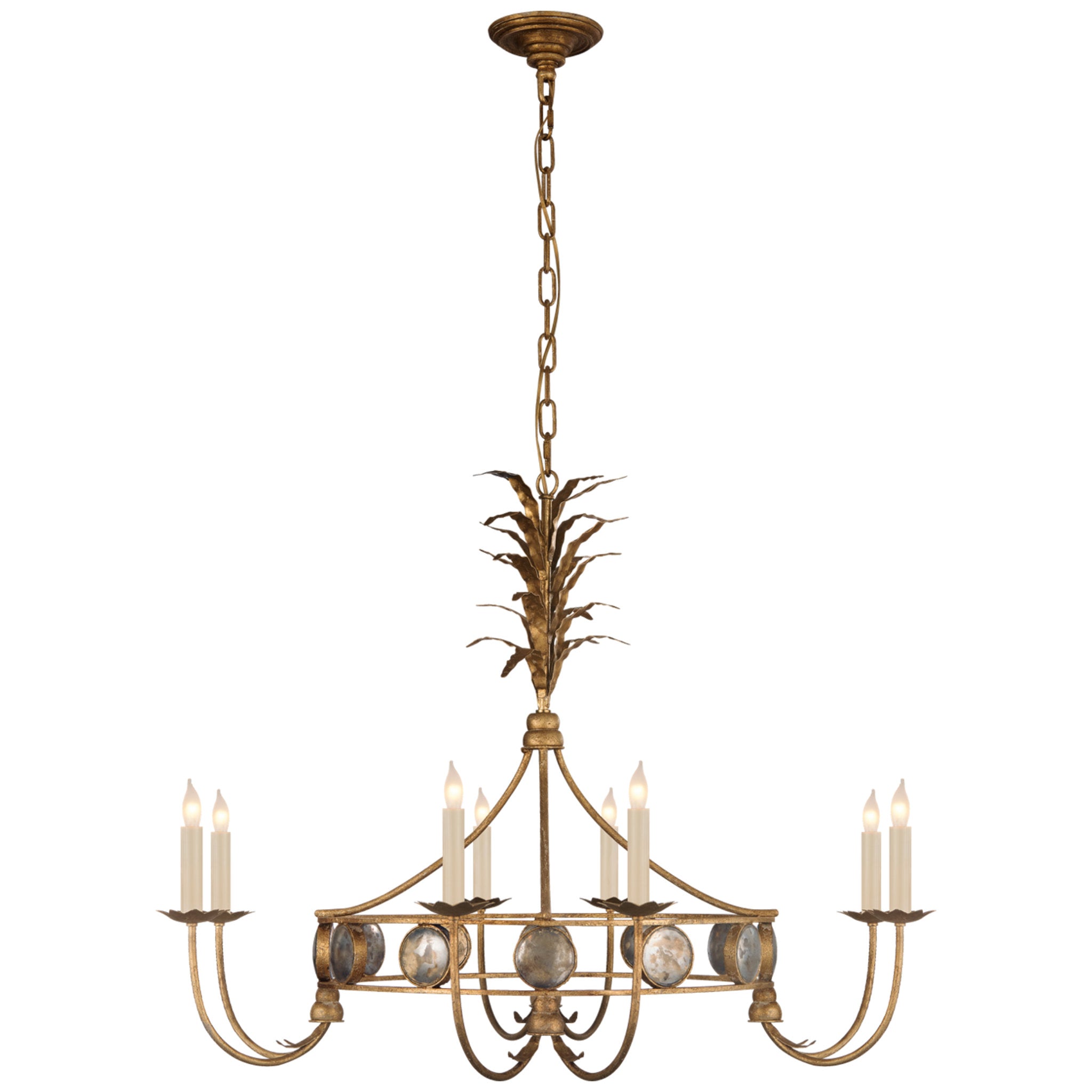 Chapman & Myers Gramercy Medium Ring Chandelier in Gilded Iron Ceiling Light W36" x H28"