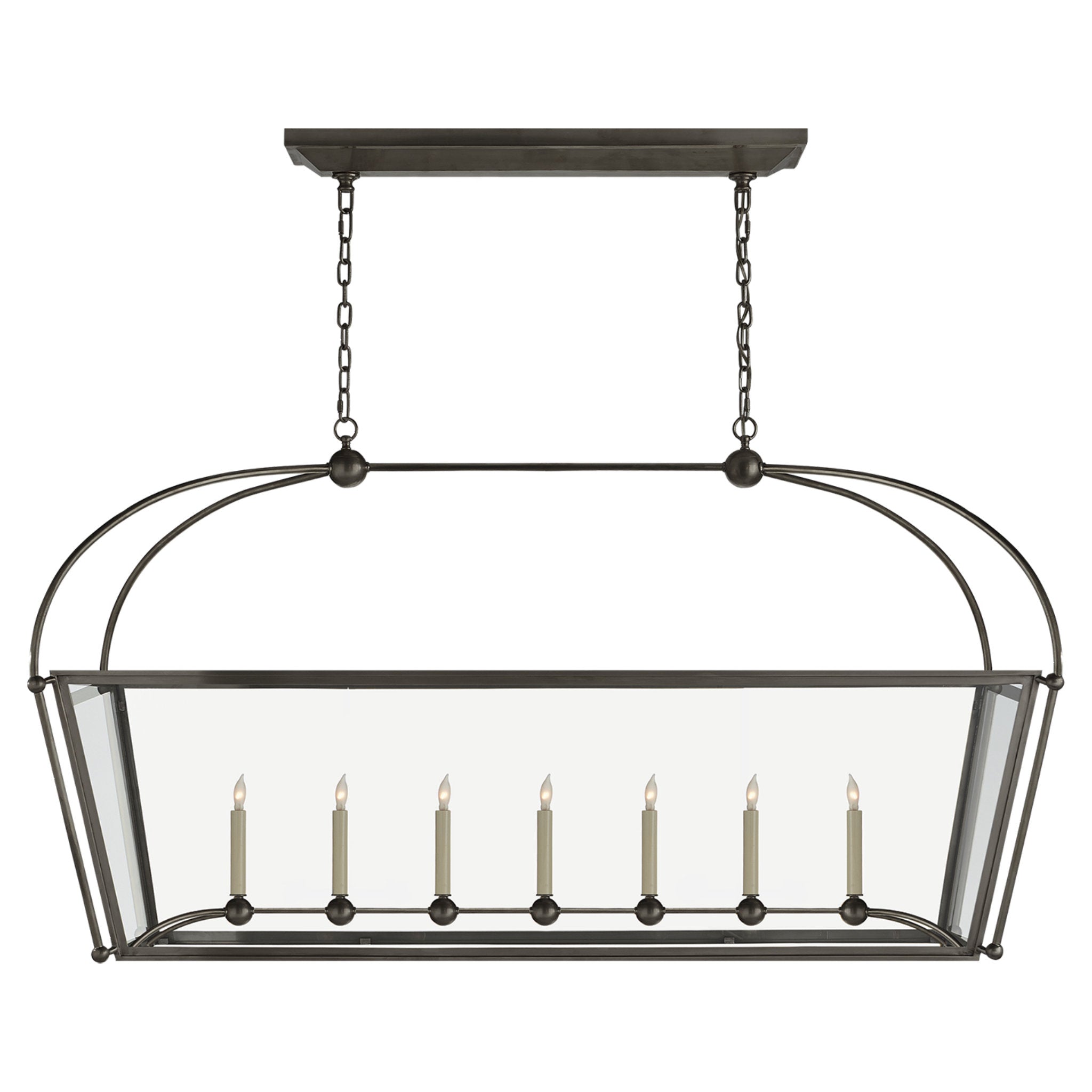 Chapman & Myers Riverside Large Linear Pendant in Bronze with Clear Glass Ceiling Light W54"
