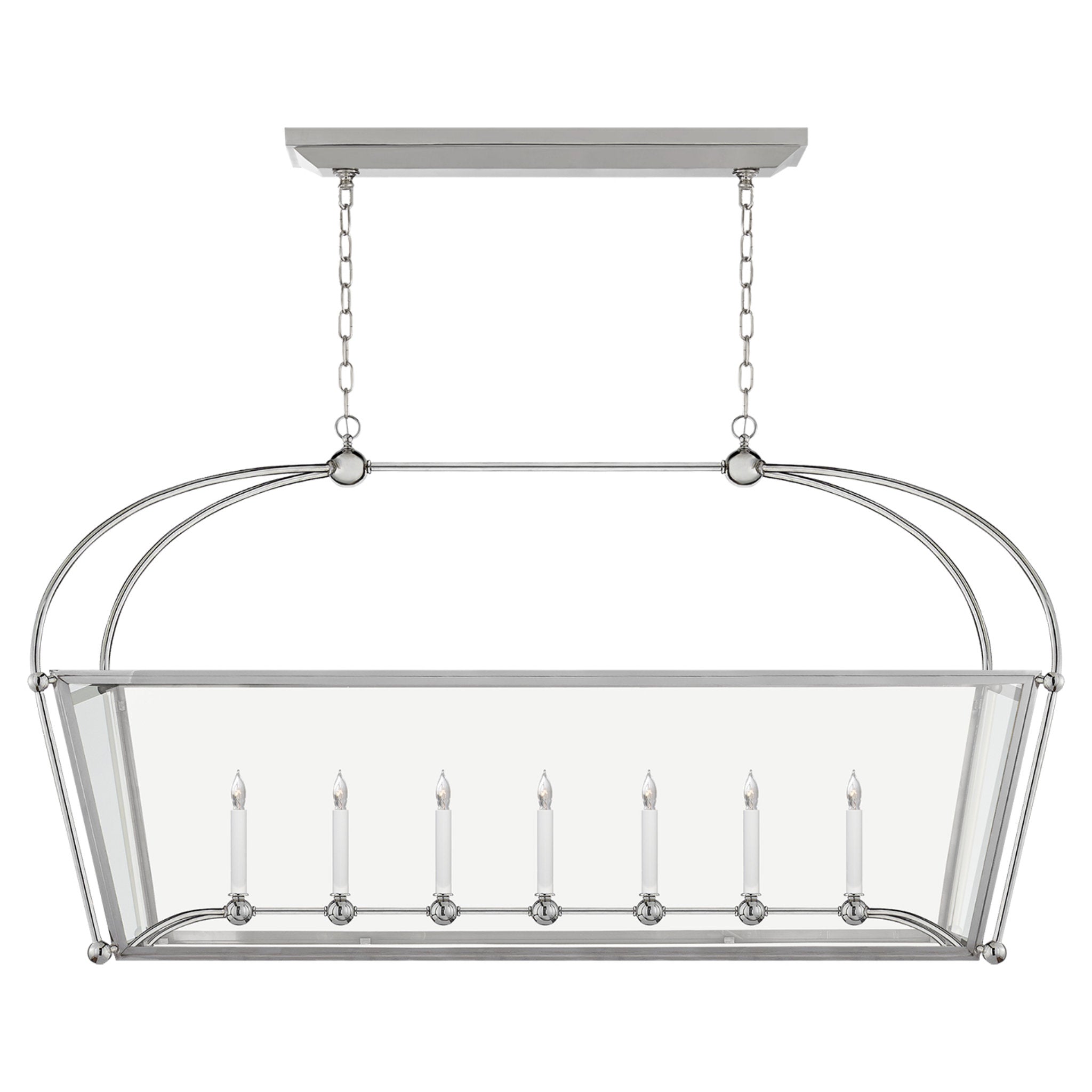 Chapman & Myers Riverside Large Linear Pendant in Polished Nickel with Clear Glass Ceiling Light W54"