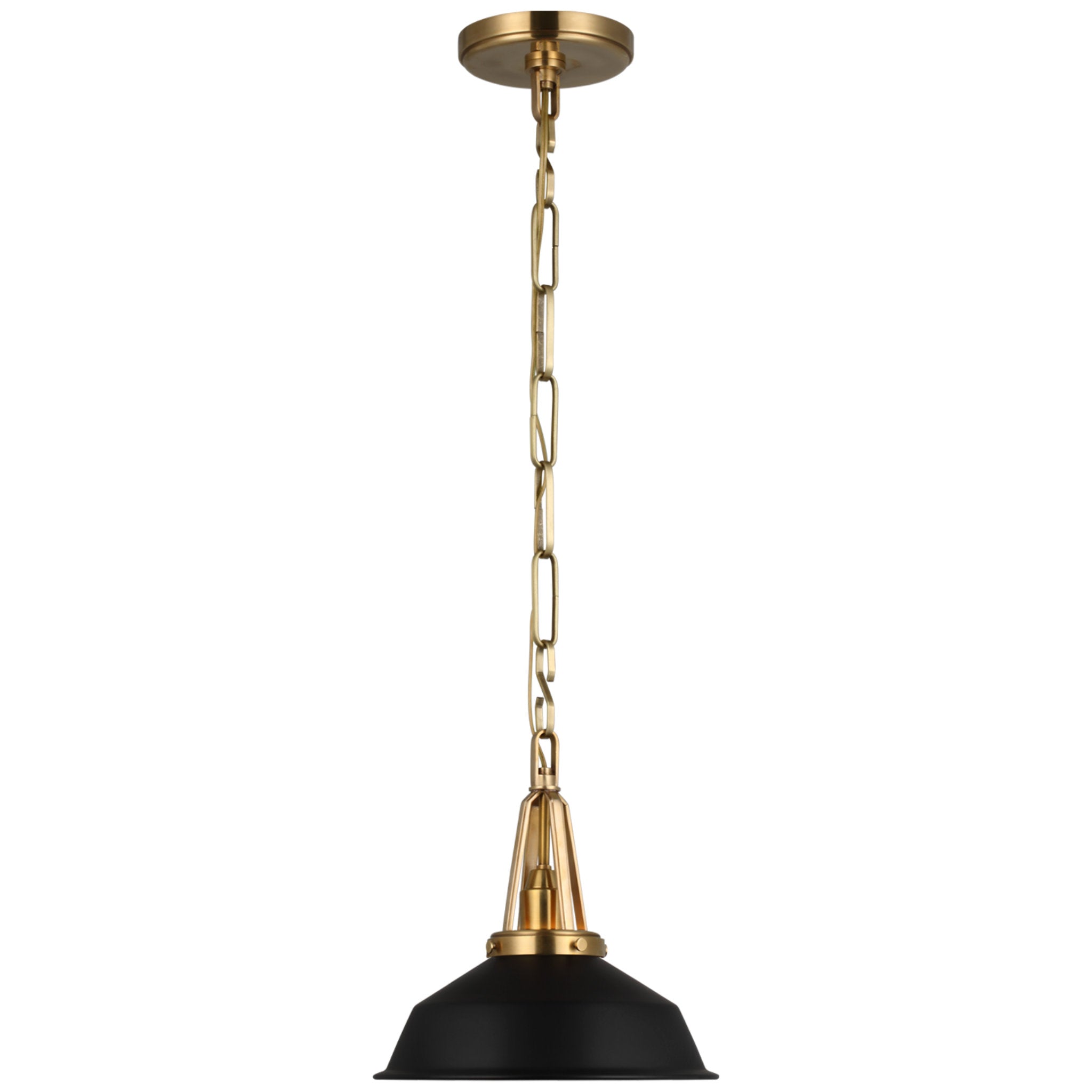 Chapman & Myers Layton 10" Pendant in Antique-Burnished Brass with Matte Black Shade Ceiling Light W10" x H9.5"