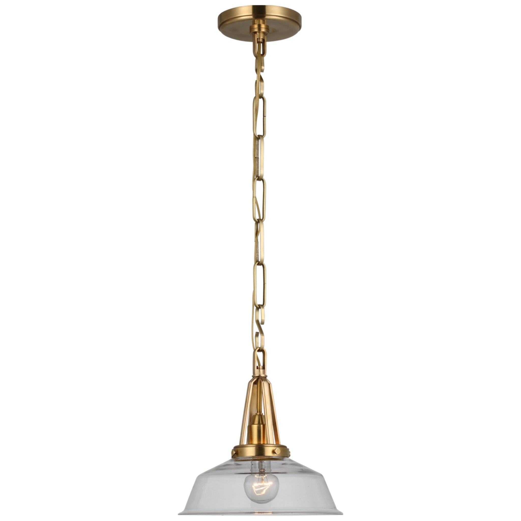 Chapman & Myers Layton 10" Pendant in Antique-Burnished Brass with Clear Glass Ceiling Light W10" x H9.5"