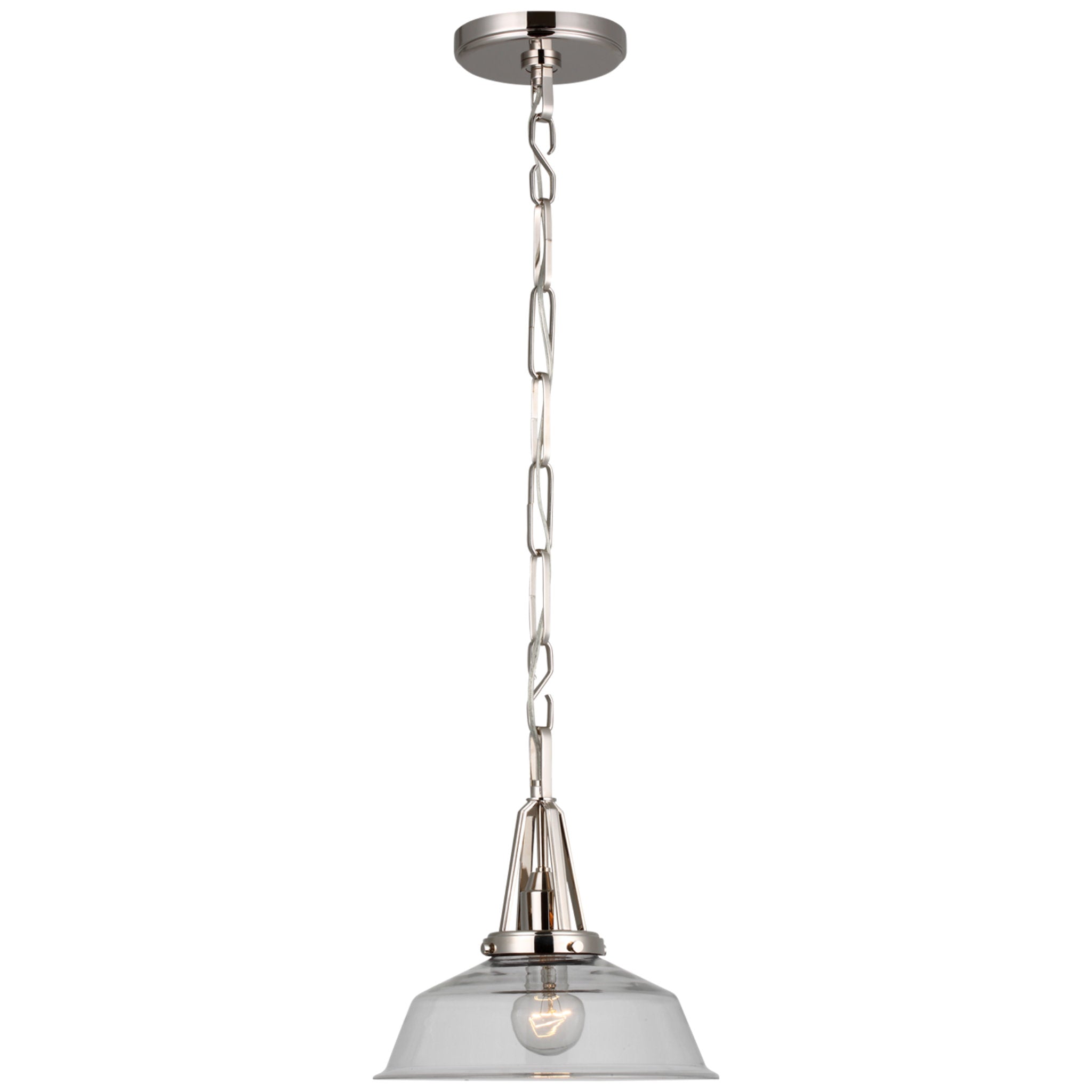 Chapman & Myers Layton 10" Pendant in Polished Nickel with Clear Glass Ceiling Light W10" x H9.5"