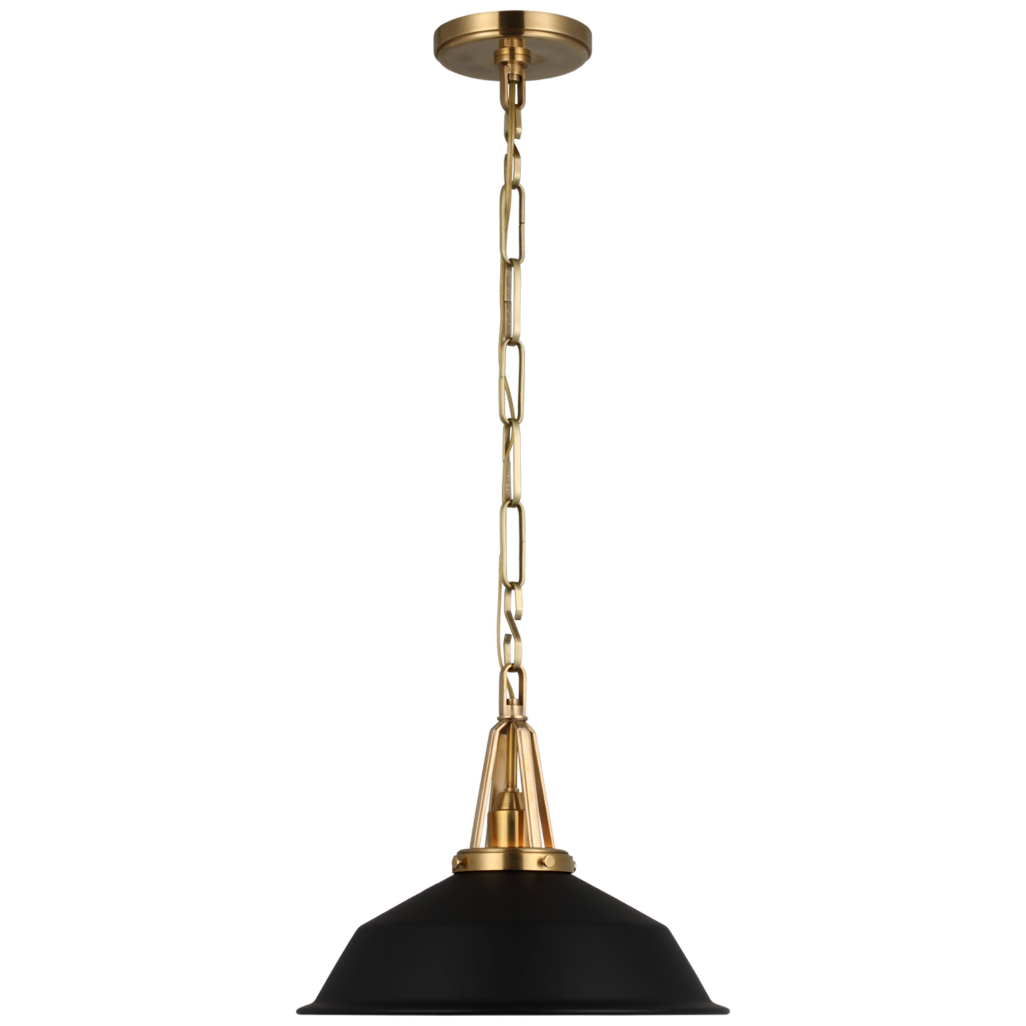 Chapman & Myers Layton 14" Pendant in Antique-Burnished Brass with Matte Black Shade Ceiling Light W14" x H11.5"