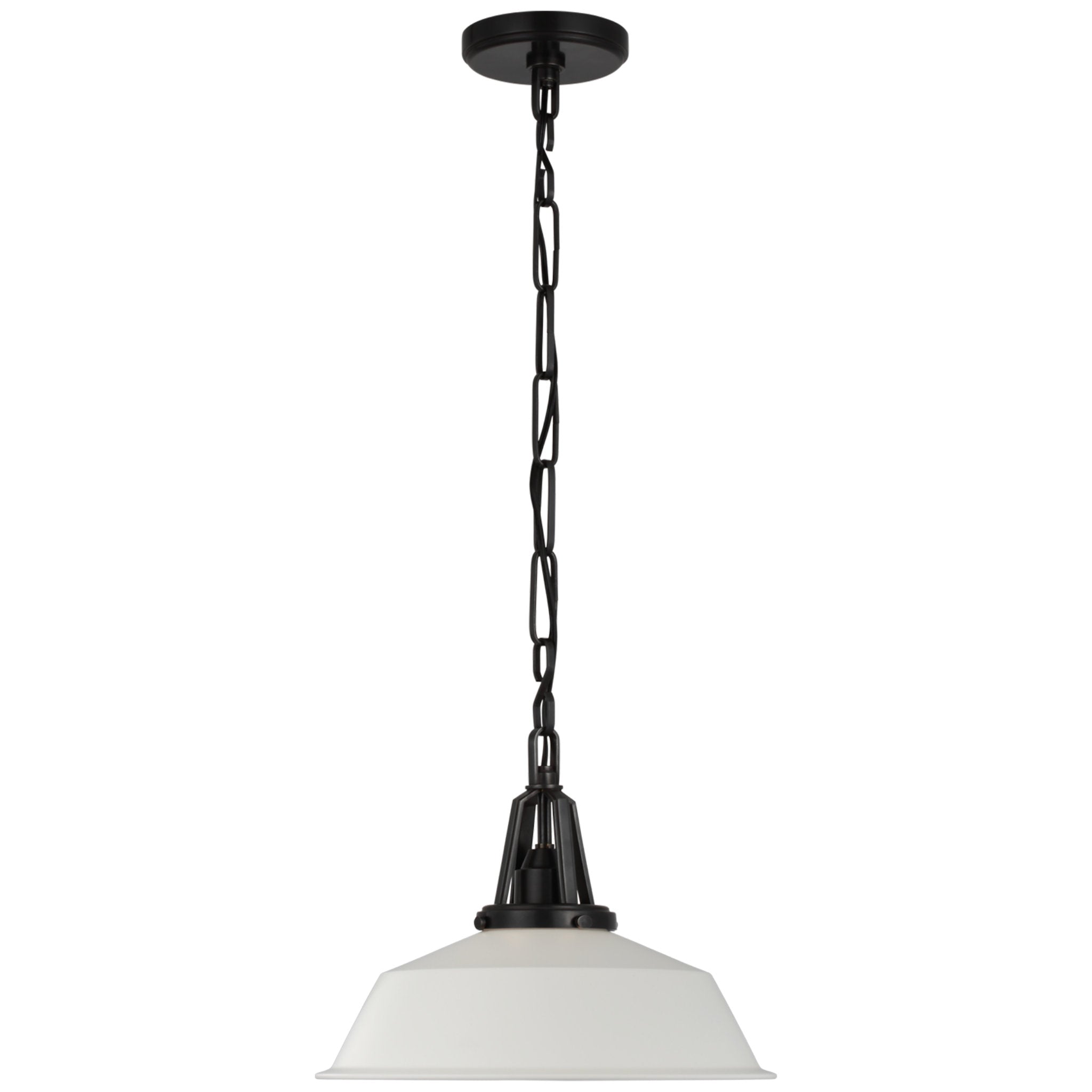Chapman & Myers Layton 14" Pendant in Bronze with Matte White Shade Ceiling Light W14" x H11.5"