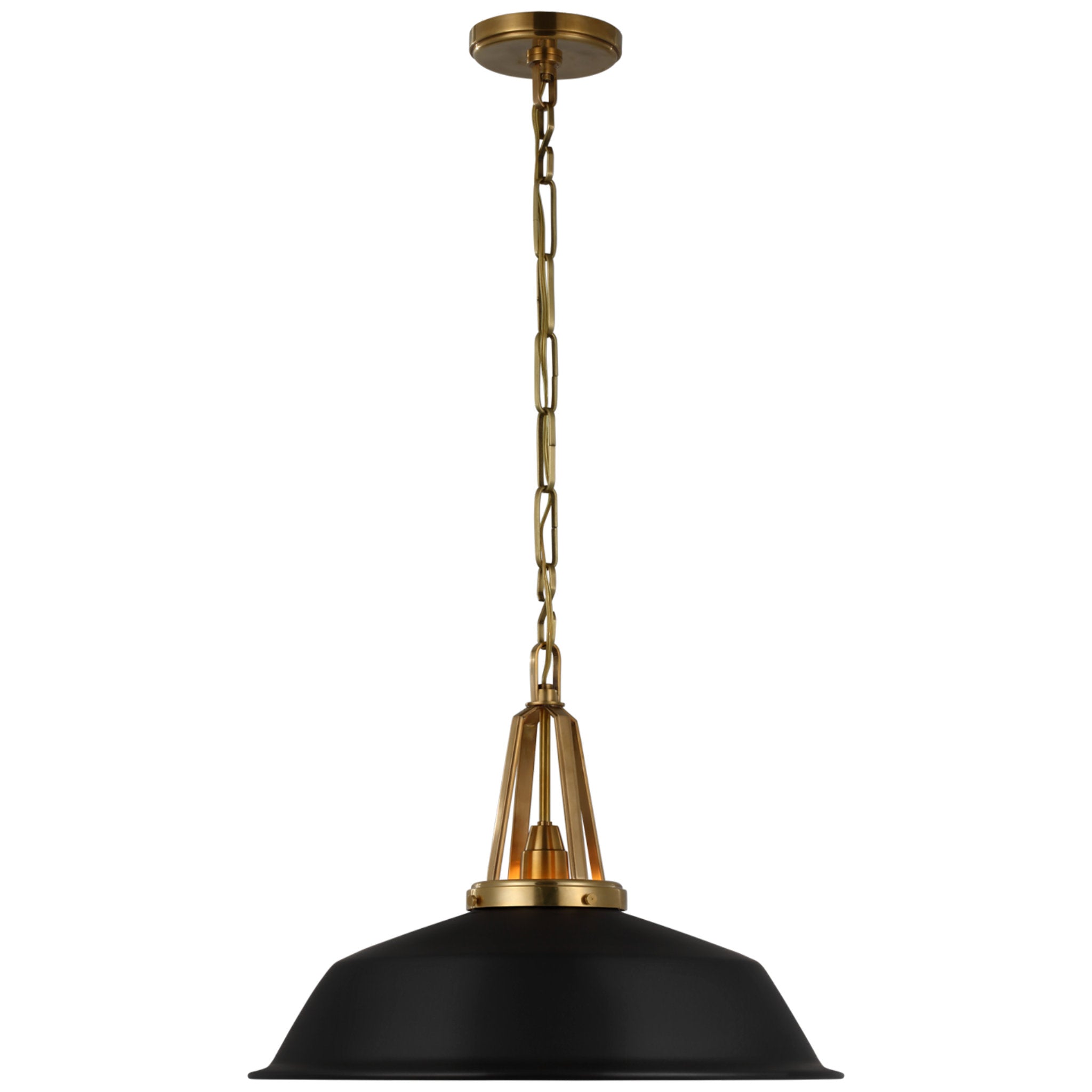 Chapman & Myers Layton 20" Pendant in Antique-Burnished Brass with Matte Black Shade Ceiling Light W20" x H15"