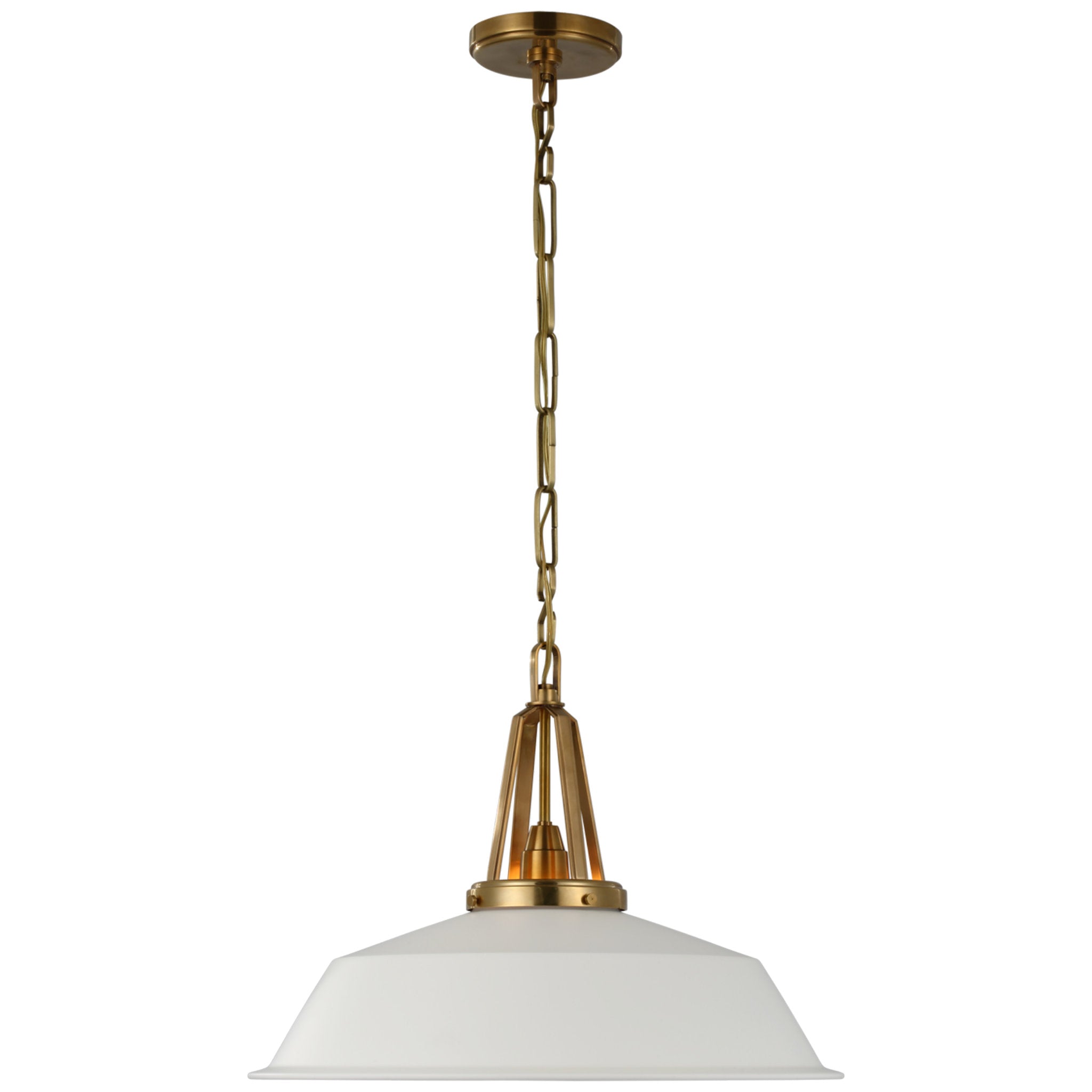 Chapman & Myers Layton 20" Pendant in Antique-Burnished Brass with Matte White Shade Ceiling Light W20" x H15"