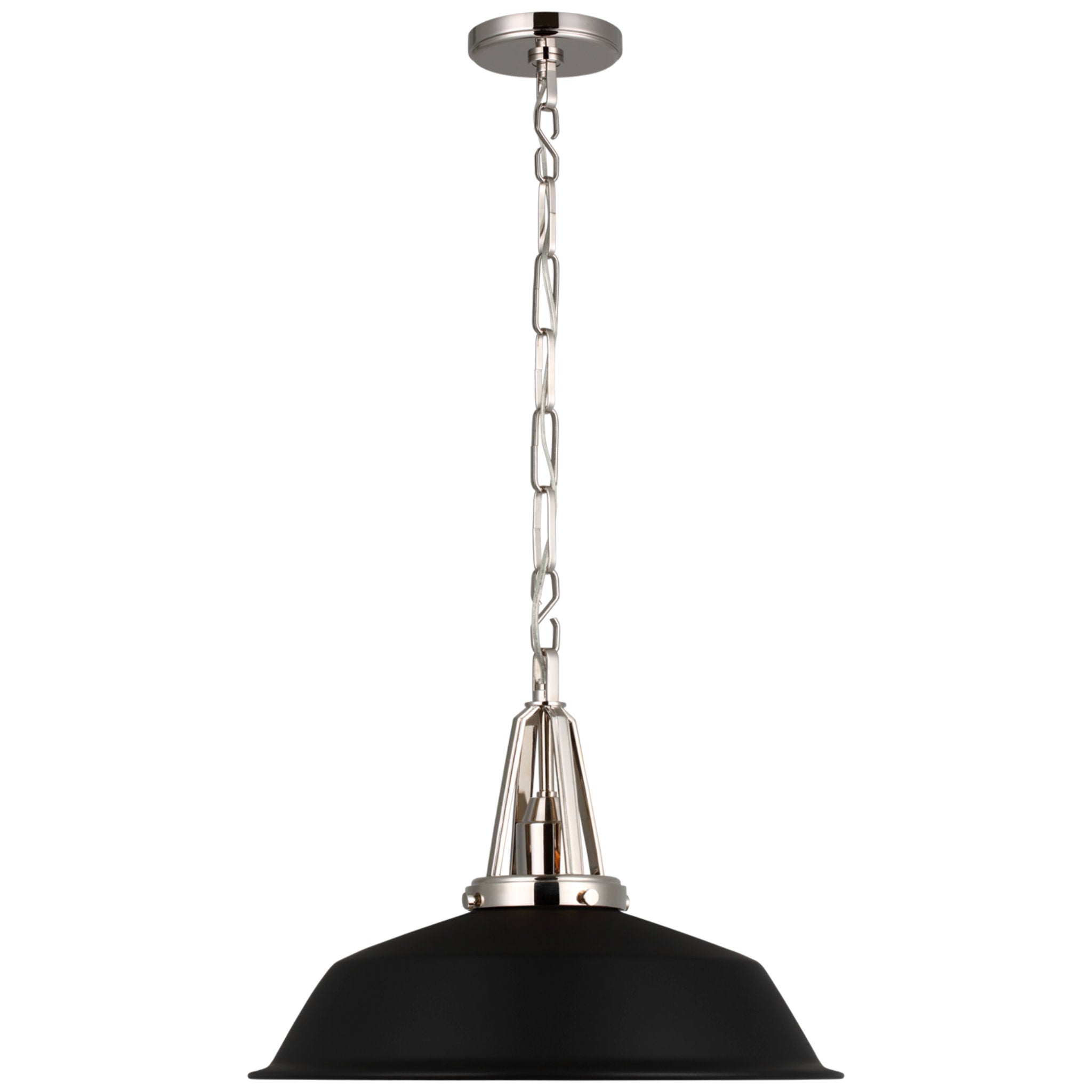 Chapman & Myers Layton 20" Pendant in Polished Nickel with Matte Black Shade Ceiling Light W20" x H15"