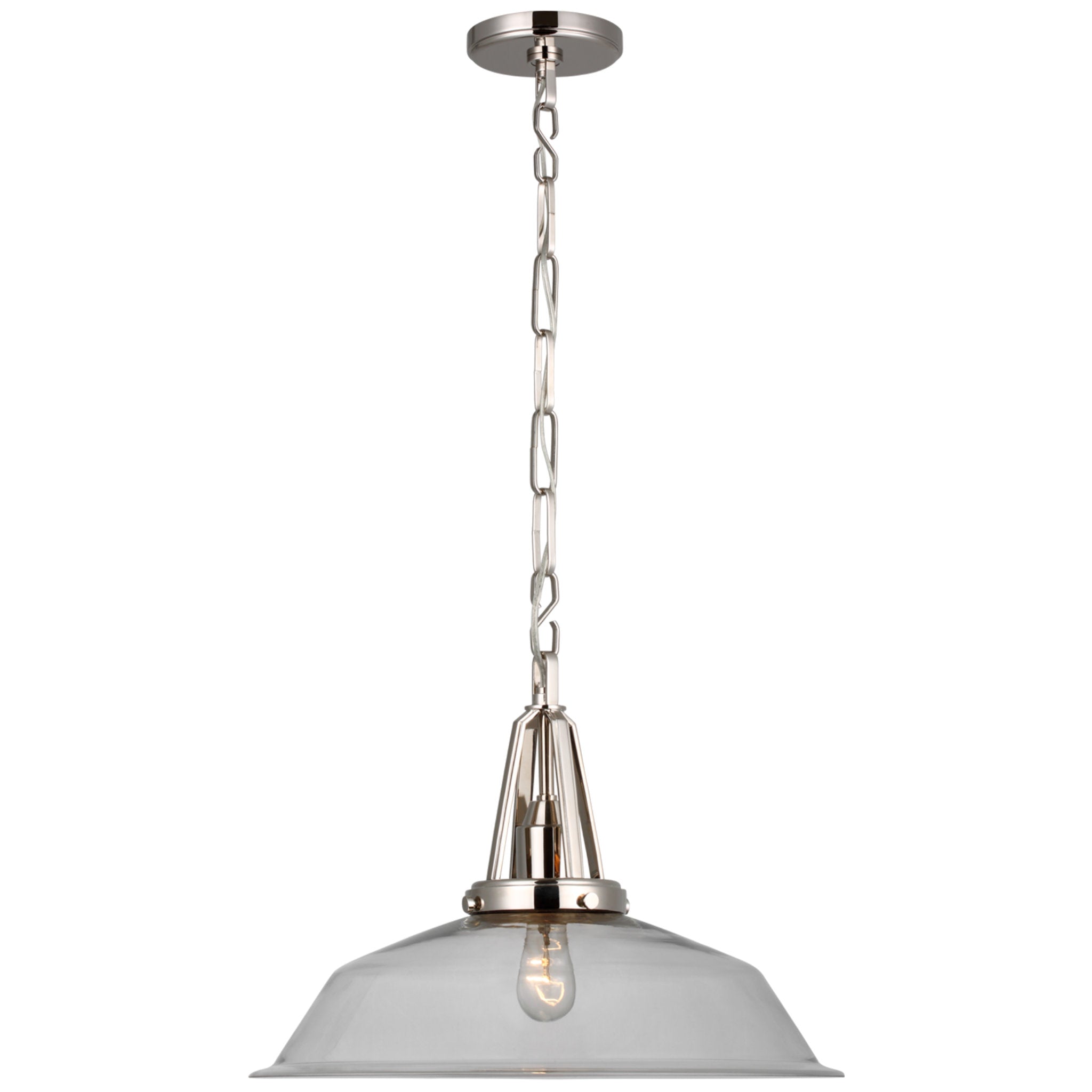 Chapman & Myers Layton 20" Pendant in Polished Nickel with Clear Glass Ceiling Light W20" x H15"