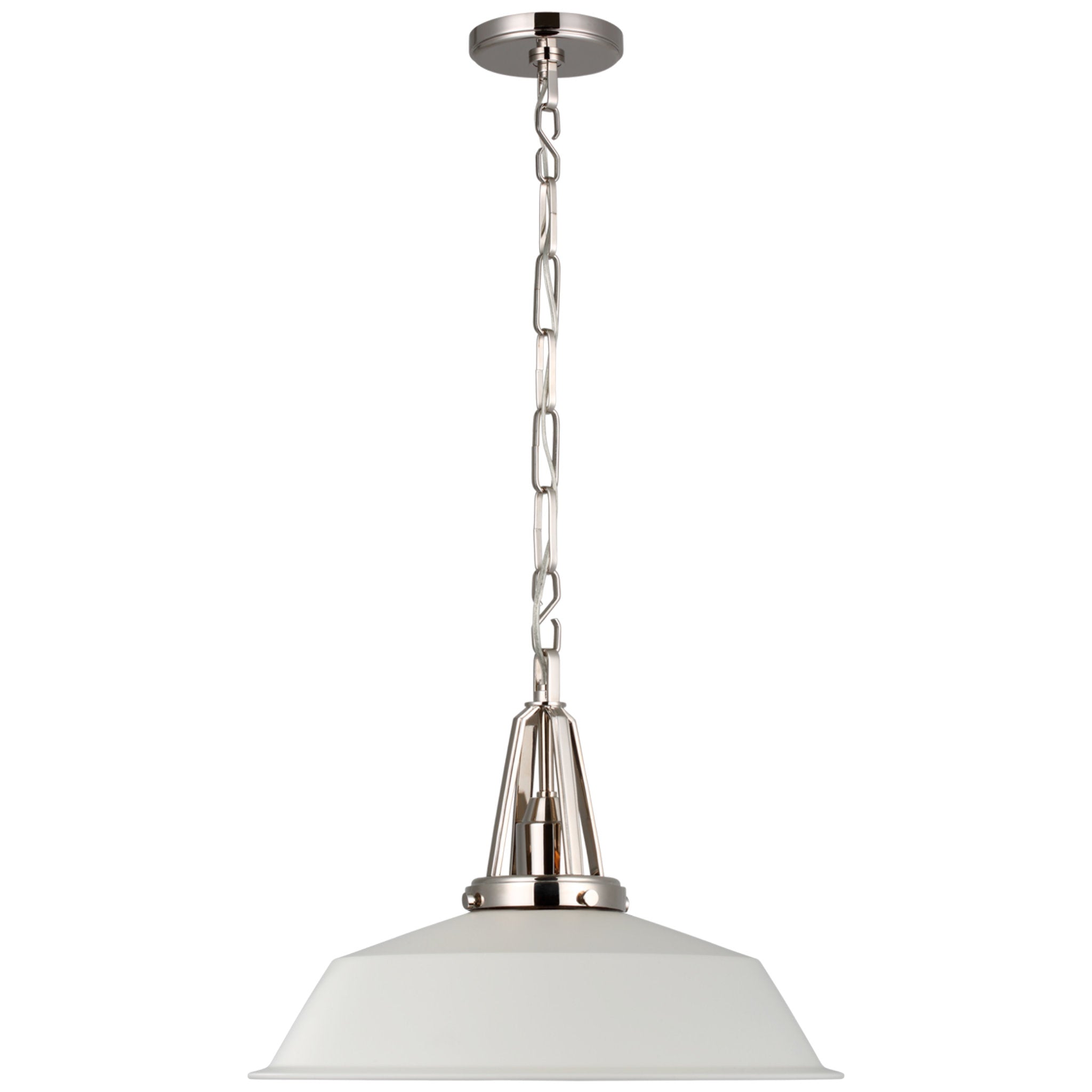 Chapman & Myers Layton 20" Pendant in Polished Nickel with Matte White Shade Ceiling Light W20" x H15"