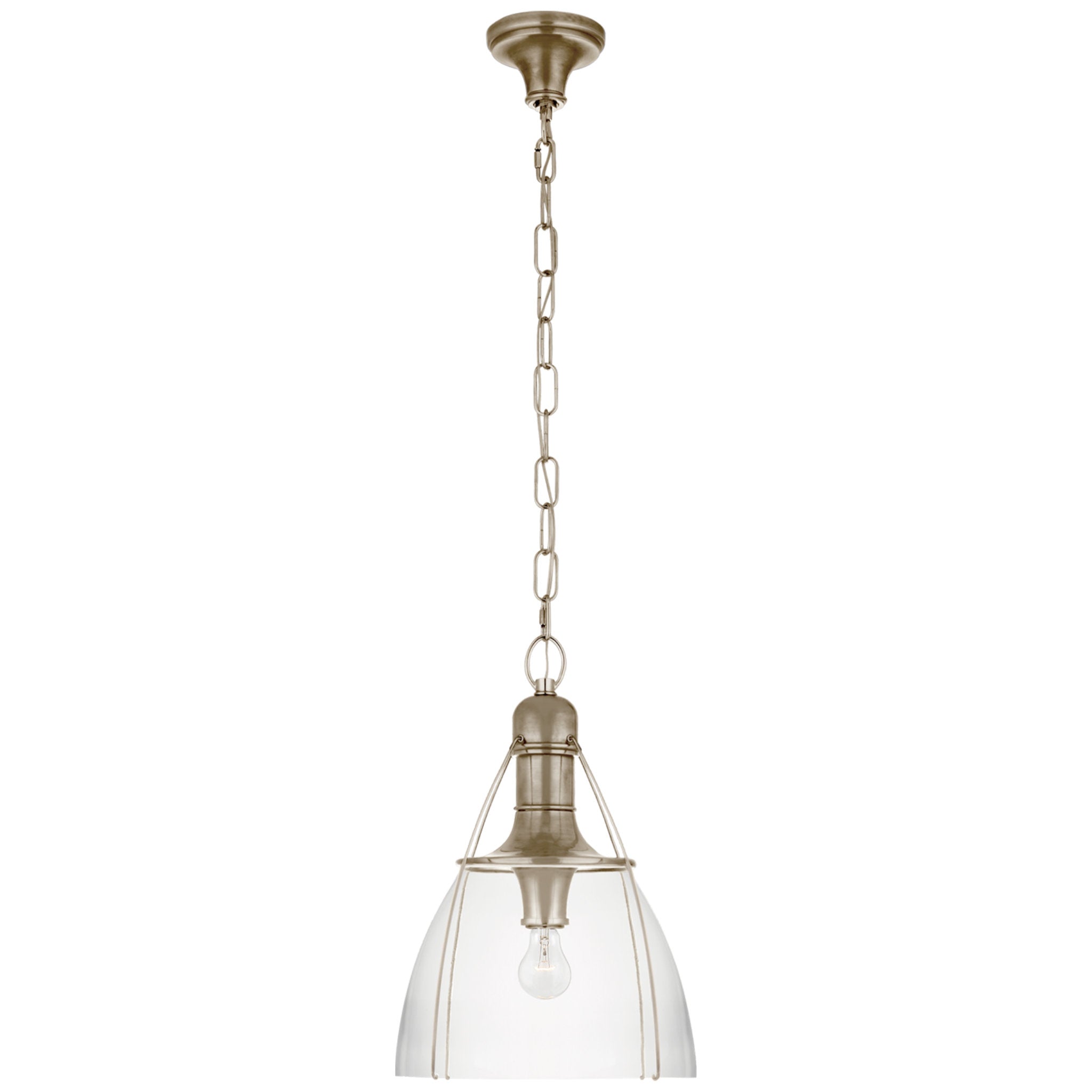 Chapman & Myers Prestwick 14" Pendant in Antique Nickel with Clear Glass Ceiling Light W14" x H21"