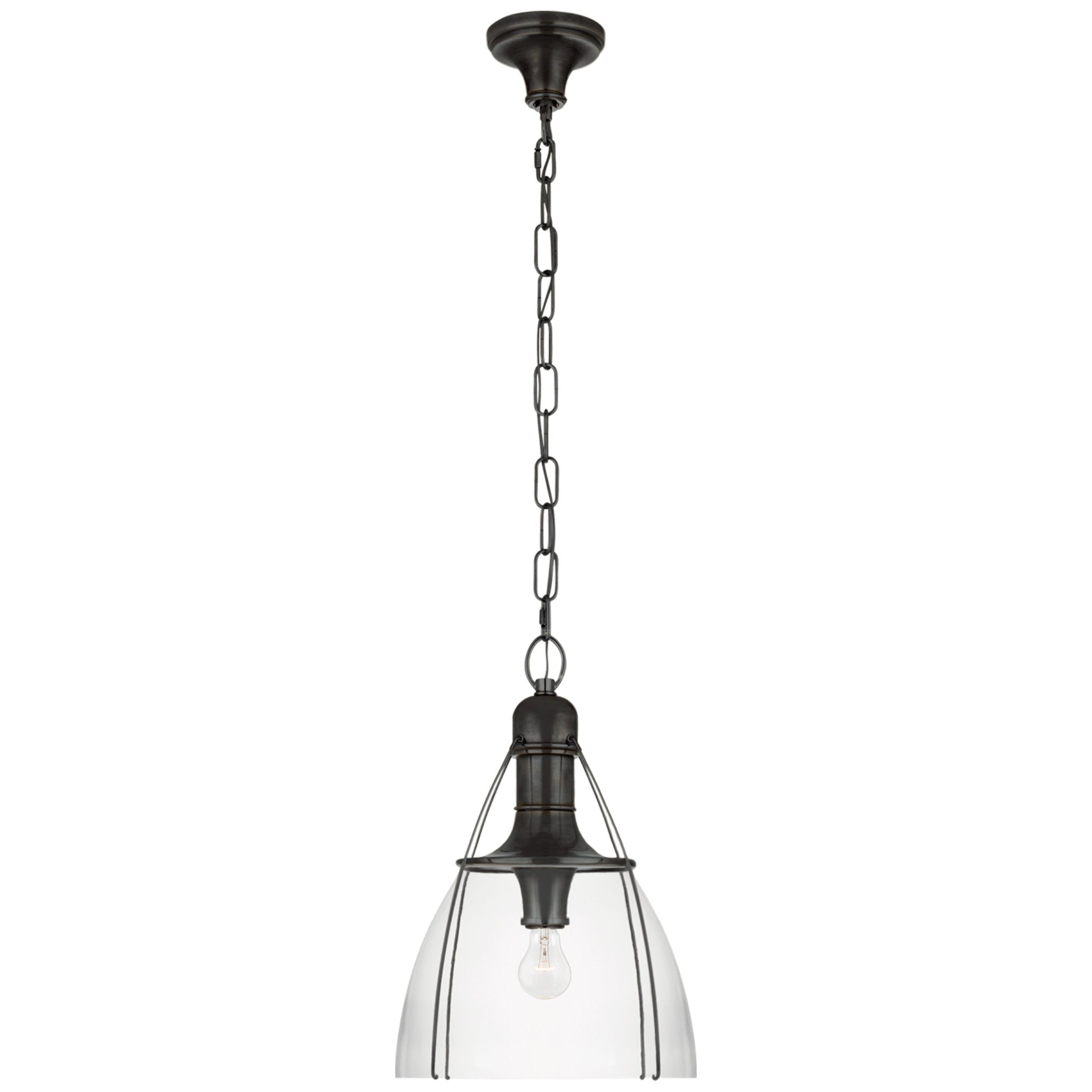 Chapman & Myers Prestwick 14" Pendant in Bronze with Clear Glass Ceiling Light W14" x H21"