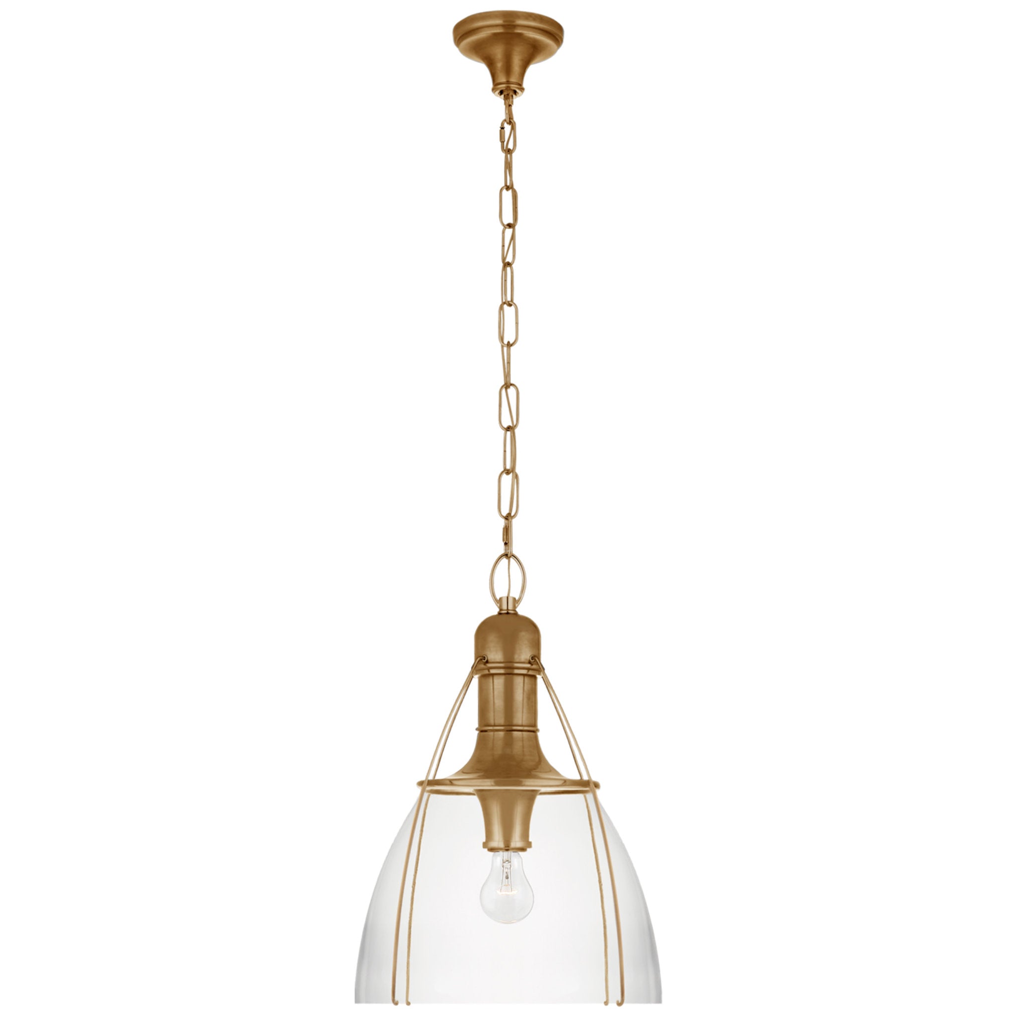 Chapman & Myers Prestwick 18" Pendant in Antique-Burnished Brass with Clear Glass Ceiling Light W18" x H26.5"