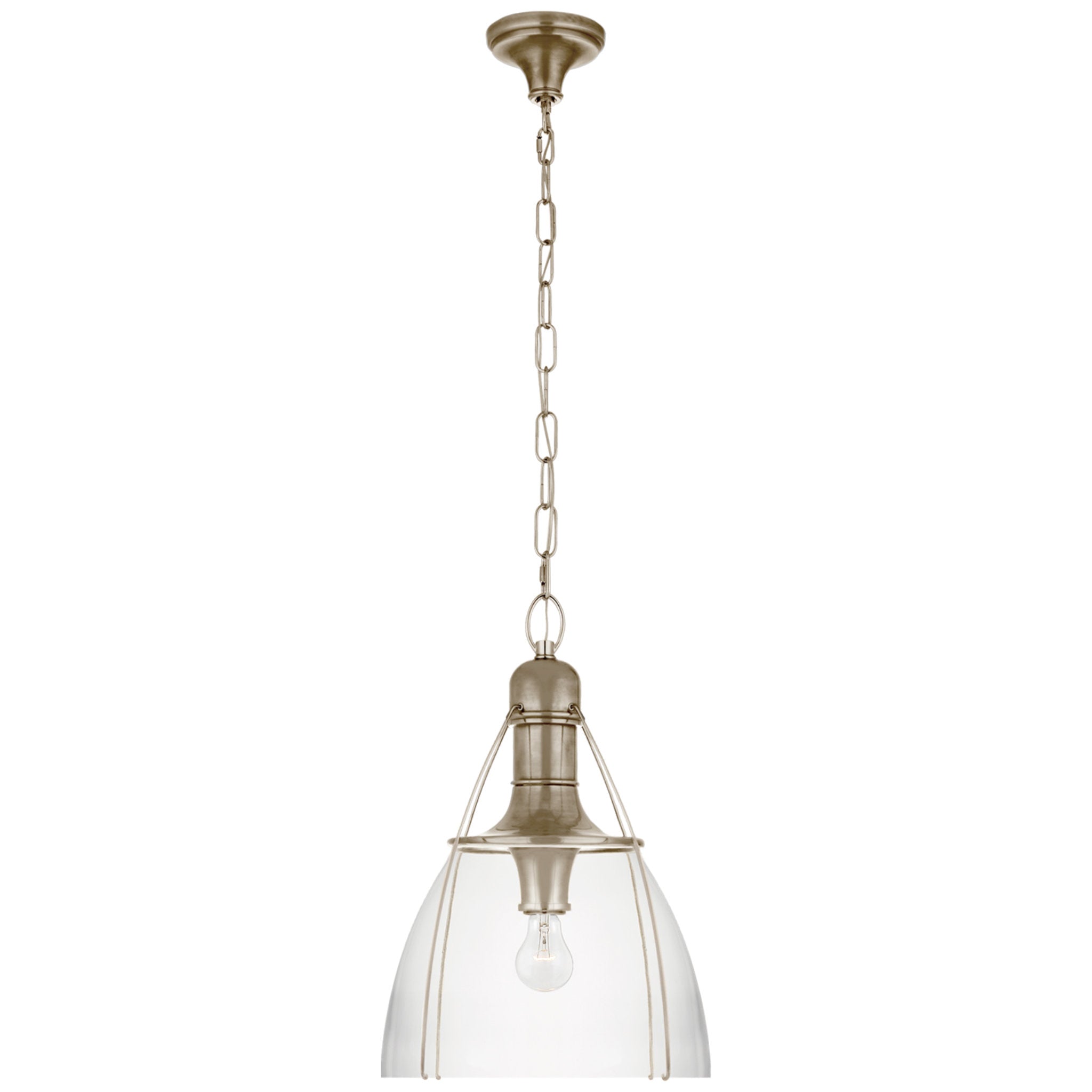 Chapman & Myers Prestwick 18" Pendant in Antique Nickel with Clear Glass Ceiling Light W18" x H26.5"