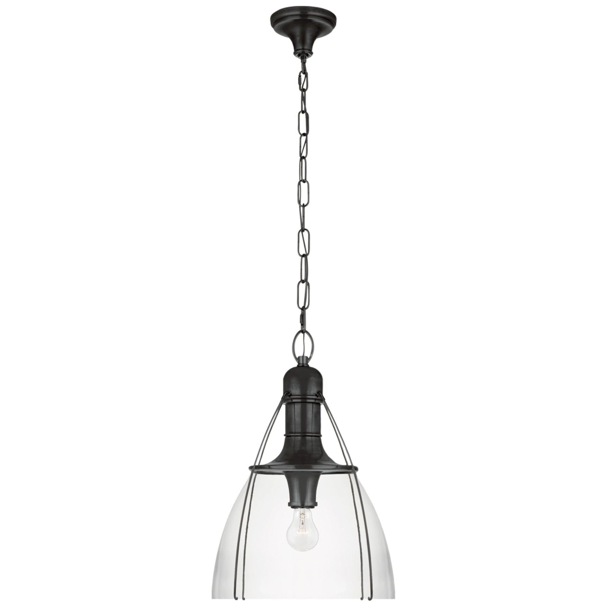 Chapman & Myers Prestwick 18" Pendant in Bronze with Clear Glass Ceiling Light W18" x H26.5"