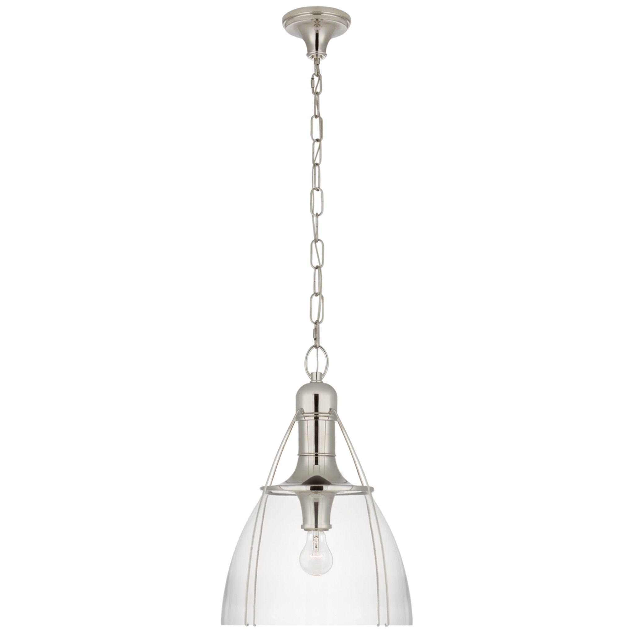Chapman & Myers Prestwick 18" Pendant in Polished Nickel with Clear Glass Ceiling Light W18" x H26.5"