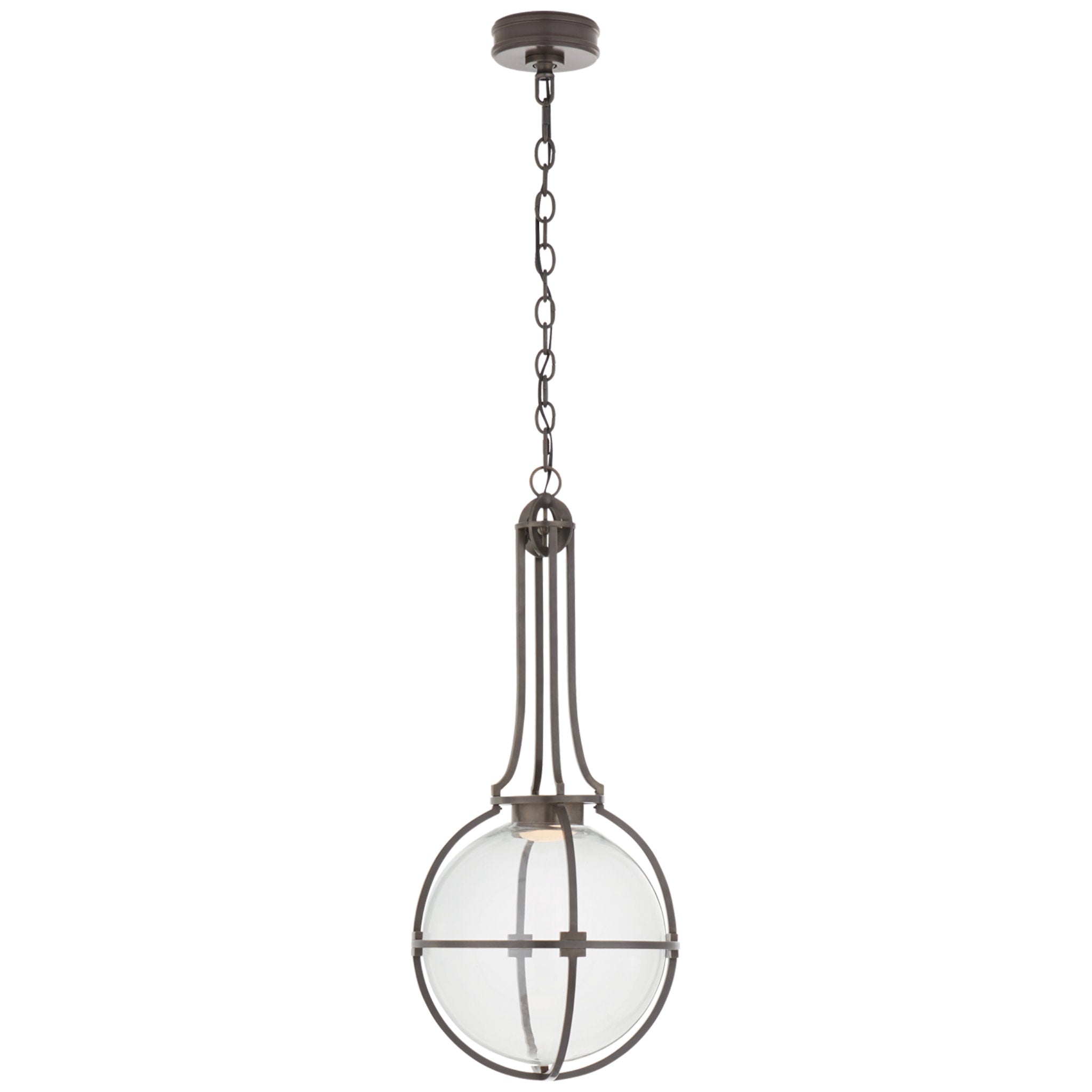 Chapman & Myers Gracie Medium Captured Globe Pendant in Bronze with Clear Glass Ceiling Light W13" x H29.5"