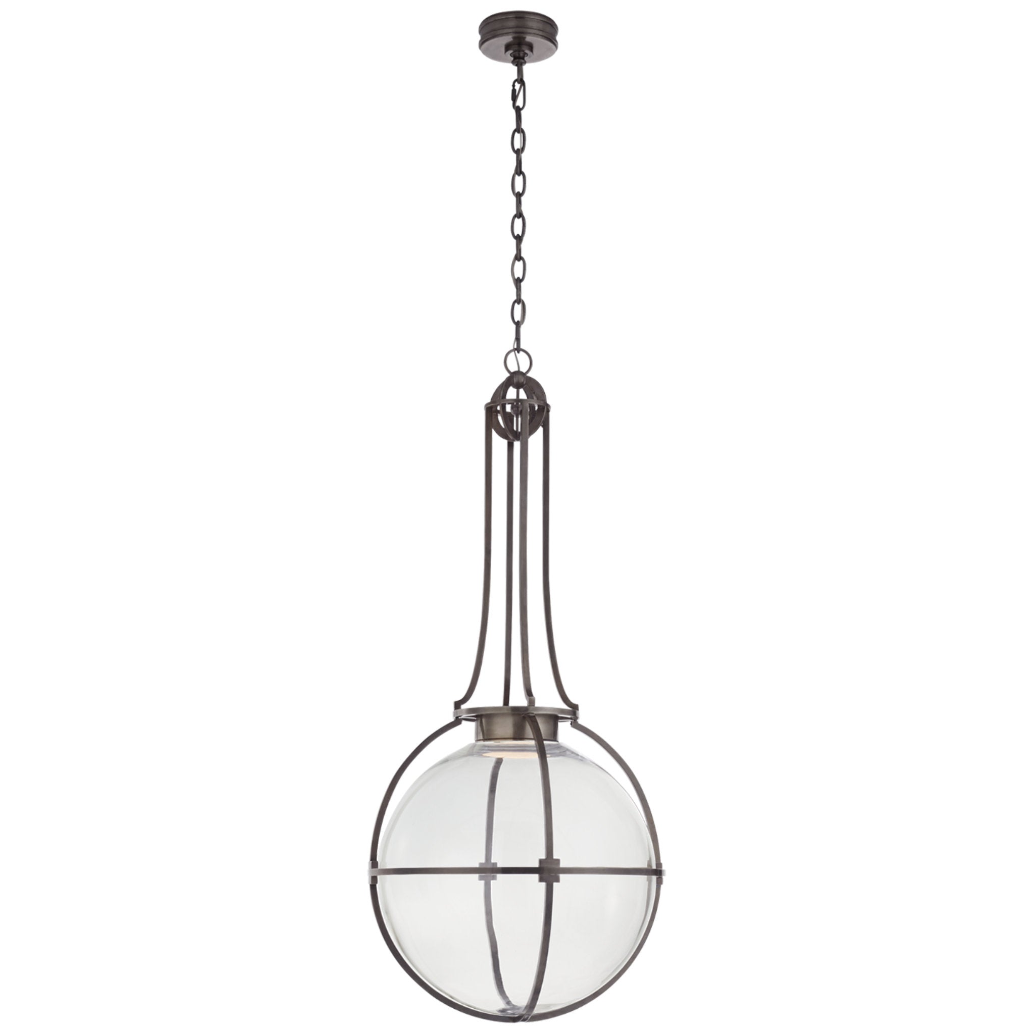 Chapman & Myers Gracie Large Captured Globe Pendant in Bronze with Clear Glass Ceiling Light W19.25" x H44"