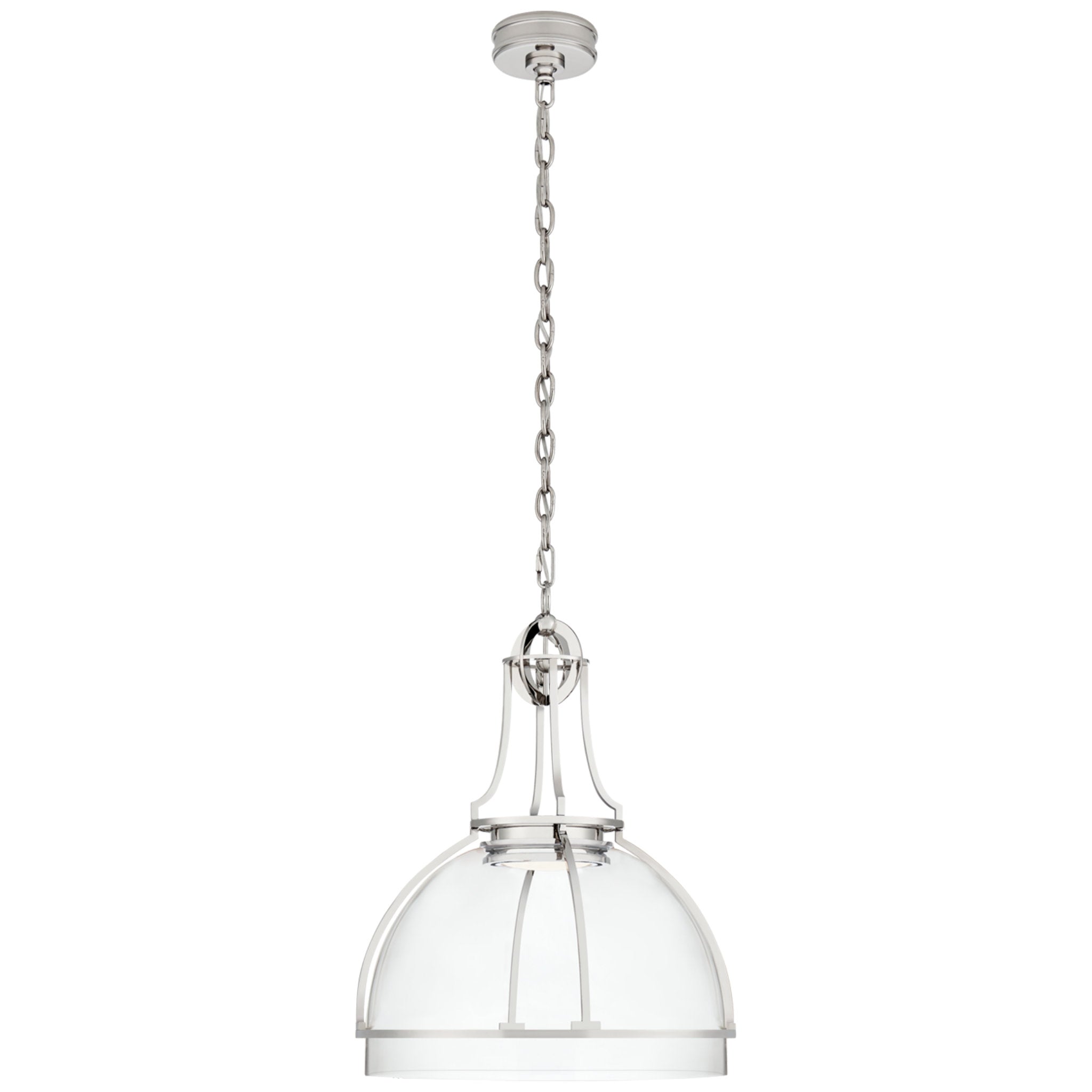Chapman & Myers Gracie Large Dome Pendant in Polished Nickel with Clear Glass Ceiling Light W19" x H24.5"