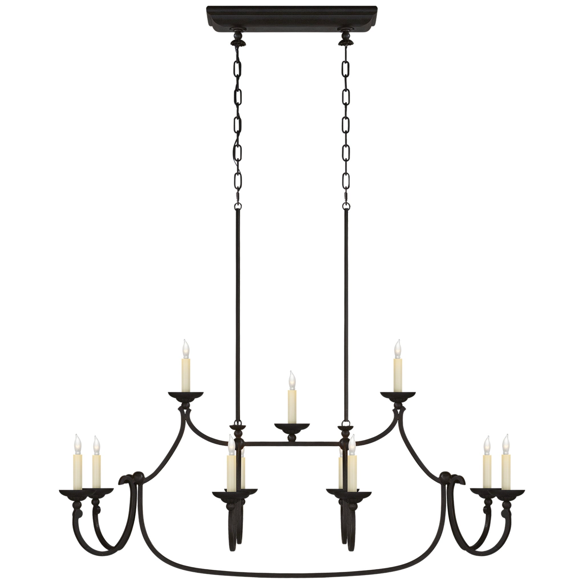 Chapman & Myers Flemish Large Linear Pendant in Aged Iron Ceiling Light W50"