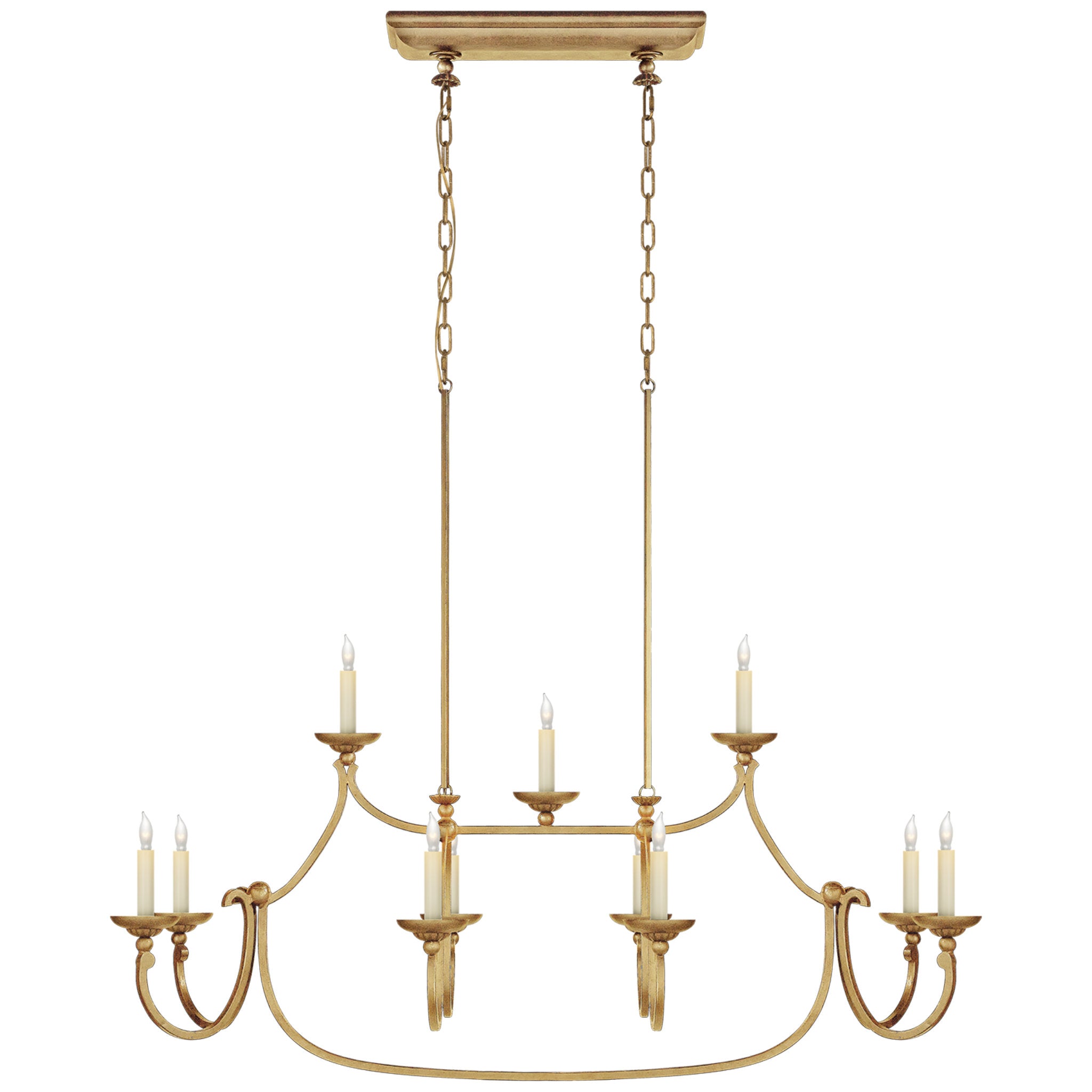 Chapman & Myers Flemish Large Linear Pendant in Gilded Iron Ceiling Light W50"