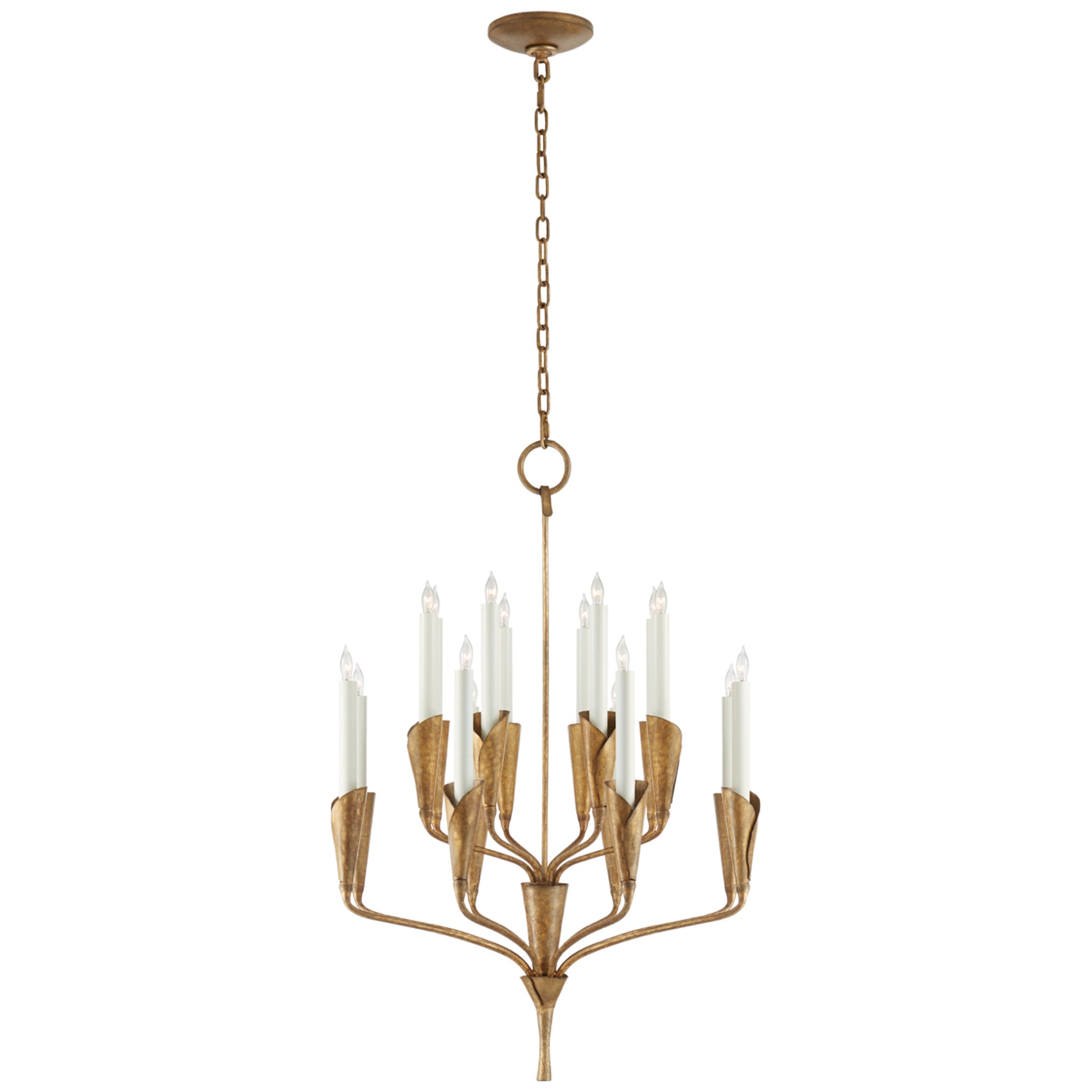 Chapman & Myers Aiden Small Chandelier in Gilded Iron Ceiling Light W24.75" x H35.75"