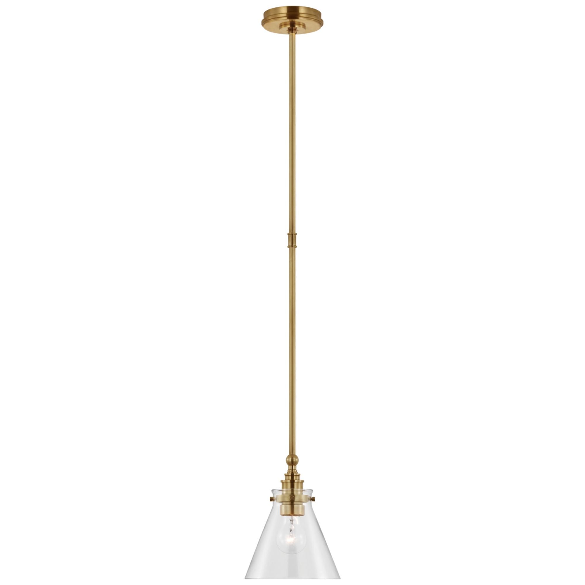 Chapman & Myers Parkington 9" Pendant in Antique-Burnished Brass with Clear Glass Ceiling Light W7.25"