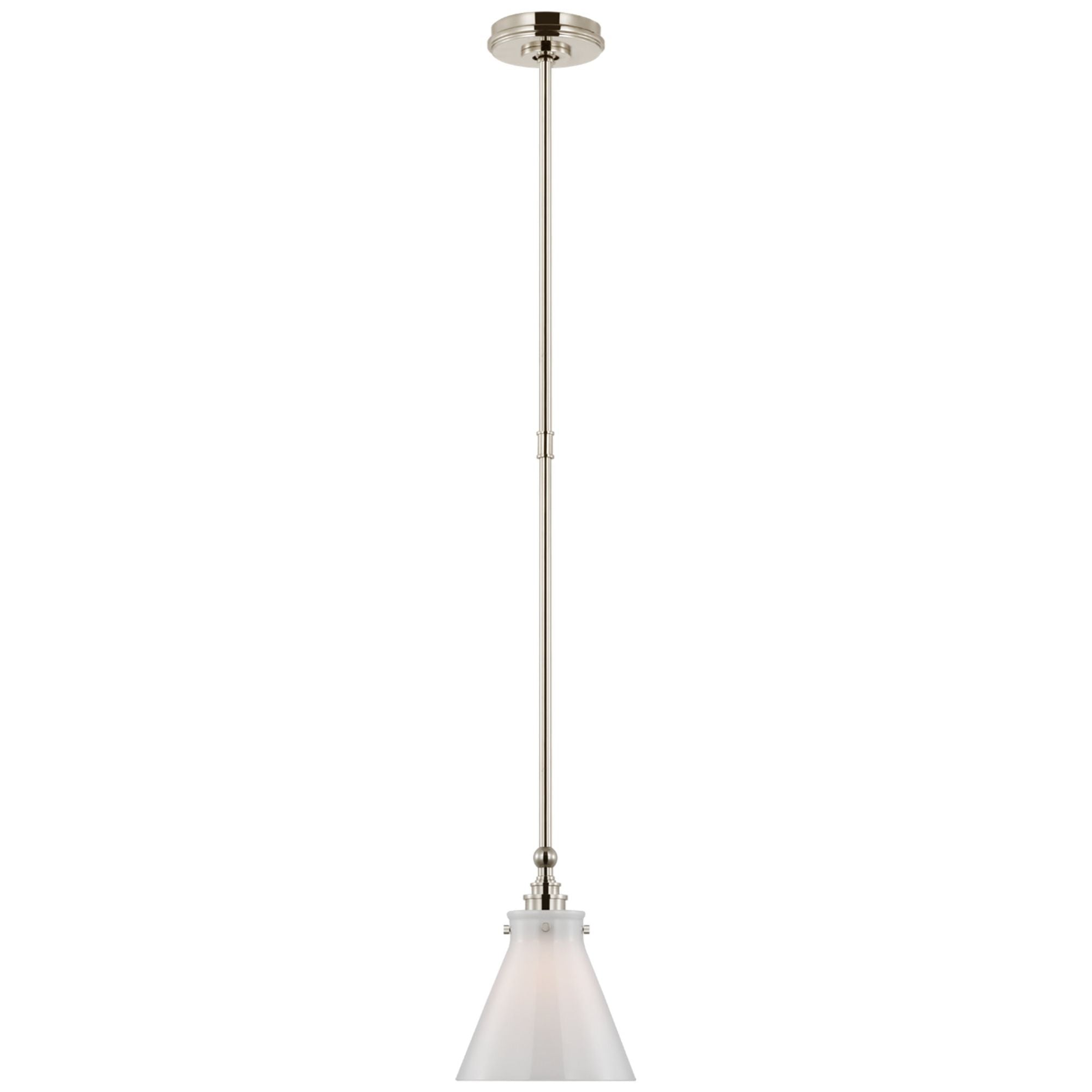 Chapman & Myers Parkington 9" Pendant in Polished Nickel with White Glass Ceiling Light W7.25"