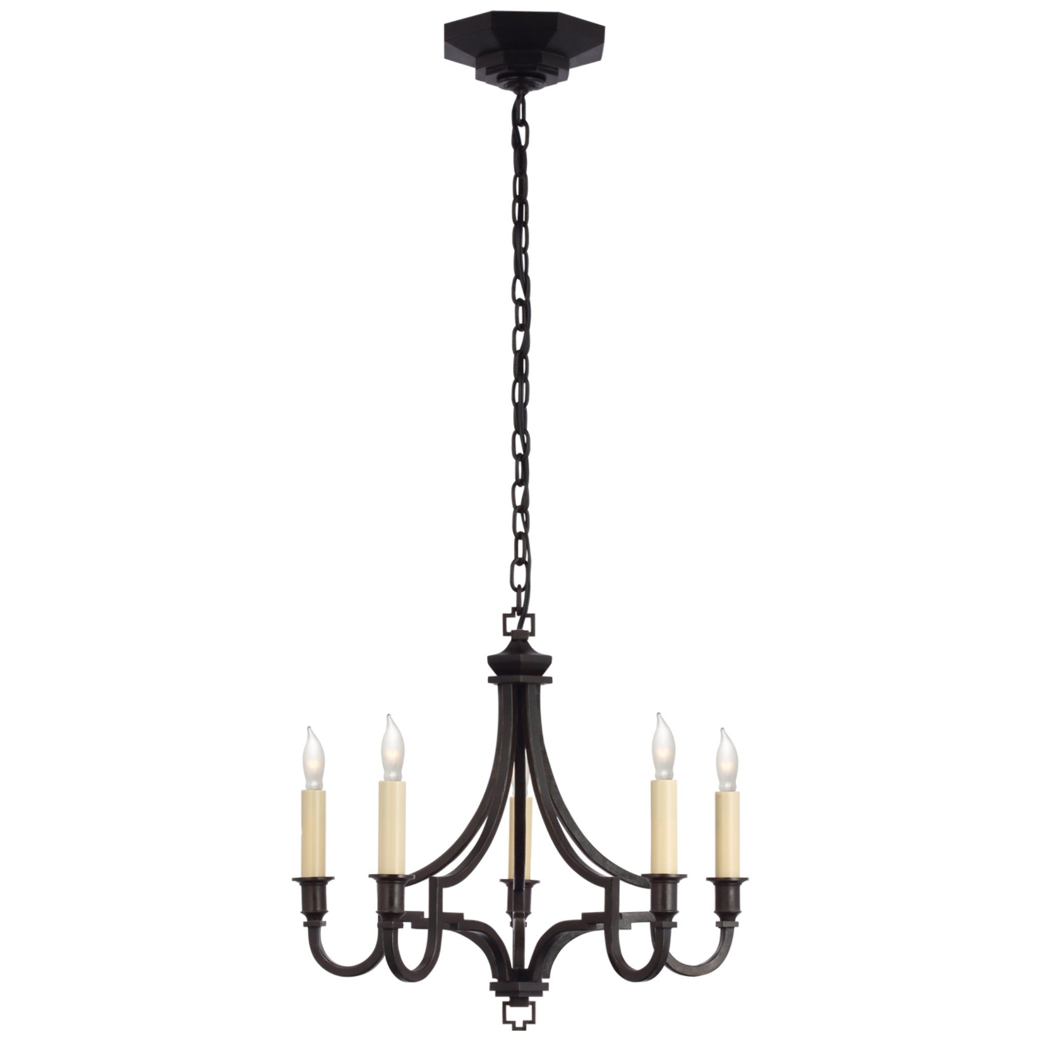 Chapman & Myers Mykonos Small Chandelier in Aged Iron Ceiling Light W15.5" x H14.25"