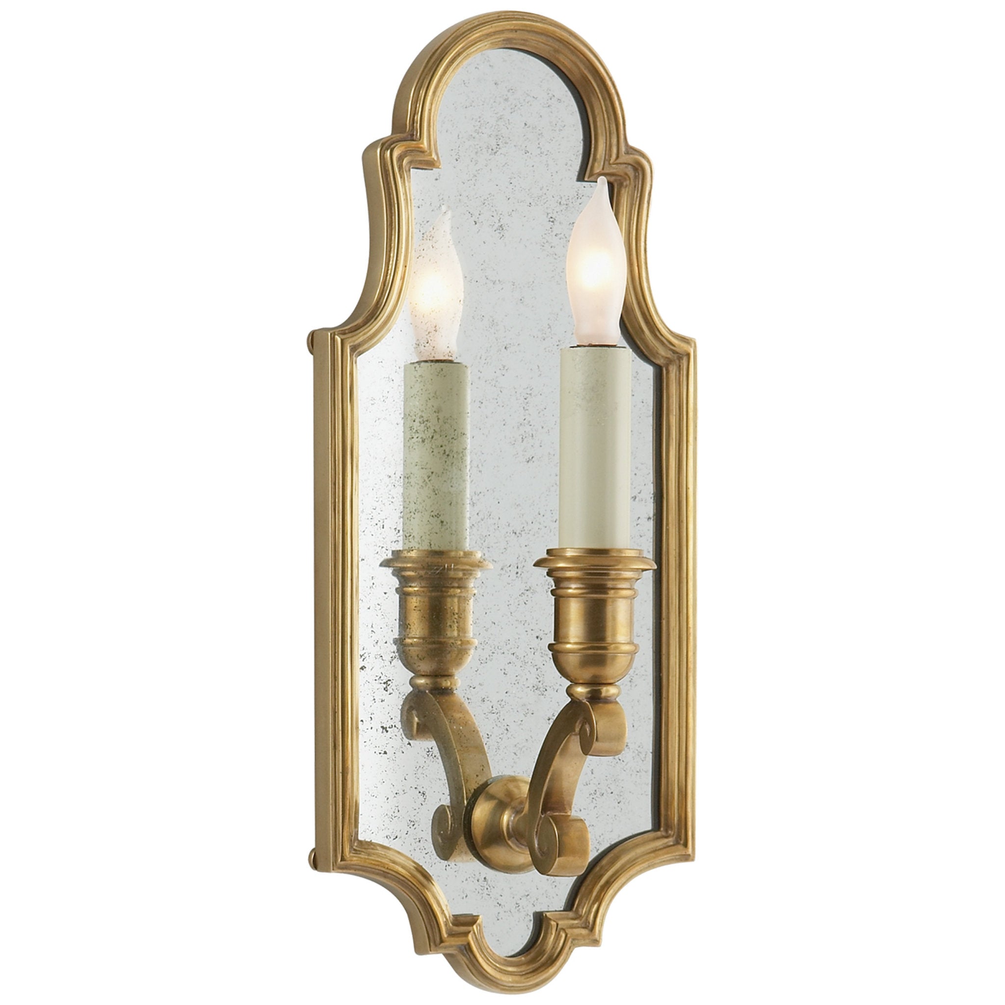 Chapman & Myers Sussex Small Framed Sconce in Antique-Burnished Brass with Antique Mirror Wall Light W5" x H12.25"