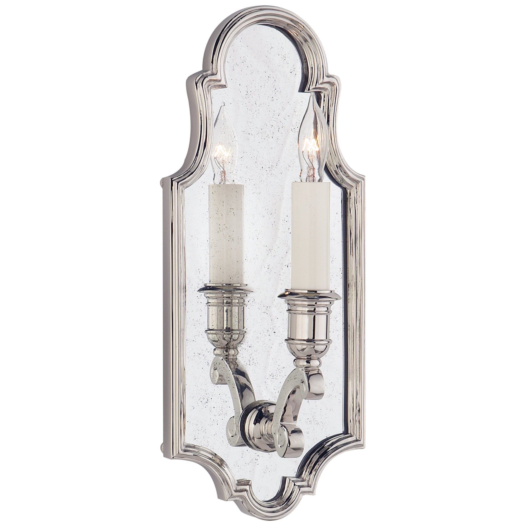 Chapman & Myers Sussex Small Framed Sconce in Polished Nickel with Antique Mirror Wall Light W5" x H12.25"