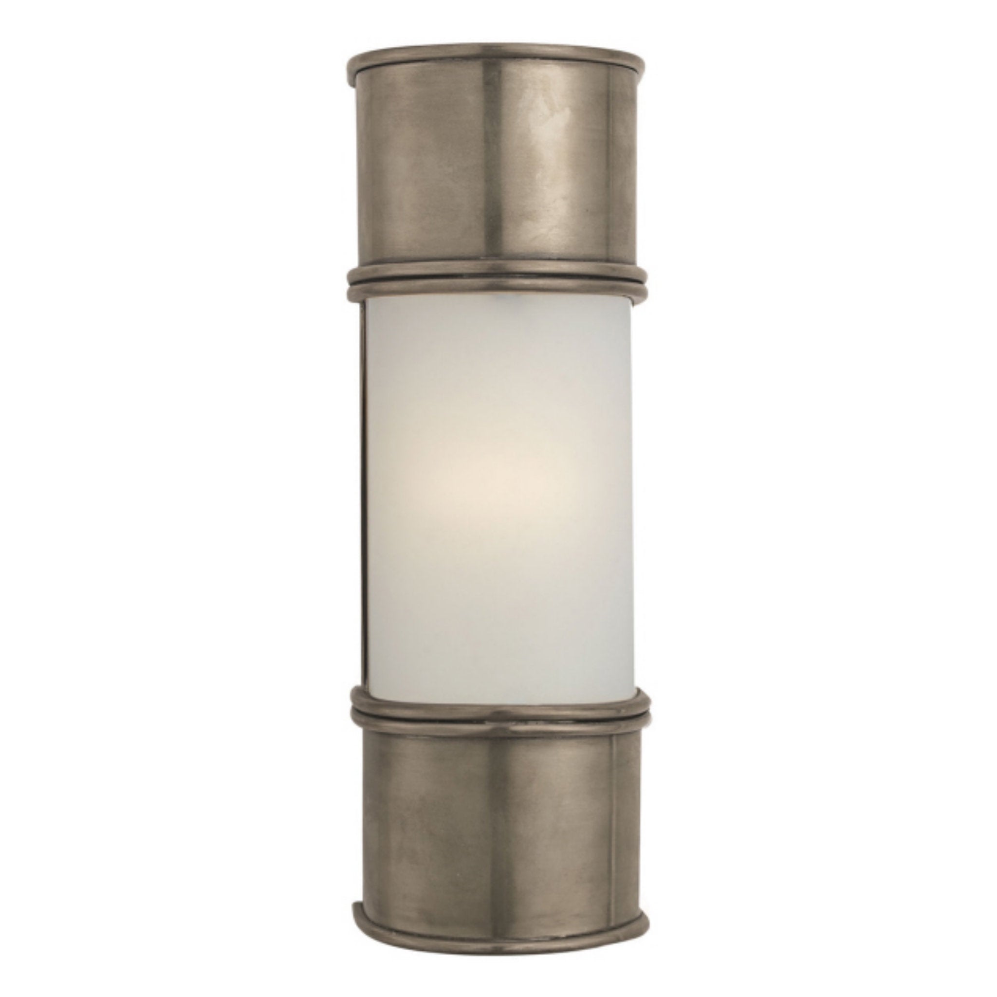Chapman & Myers Oxford 12" Bath Sconce in Antique Nickel with Frosted Glass Wall Light W3.75" x H12"