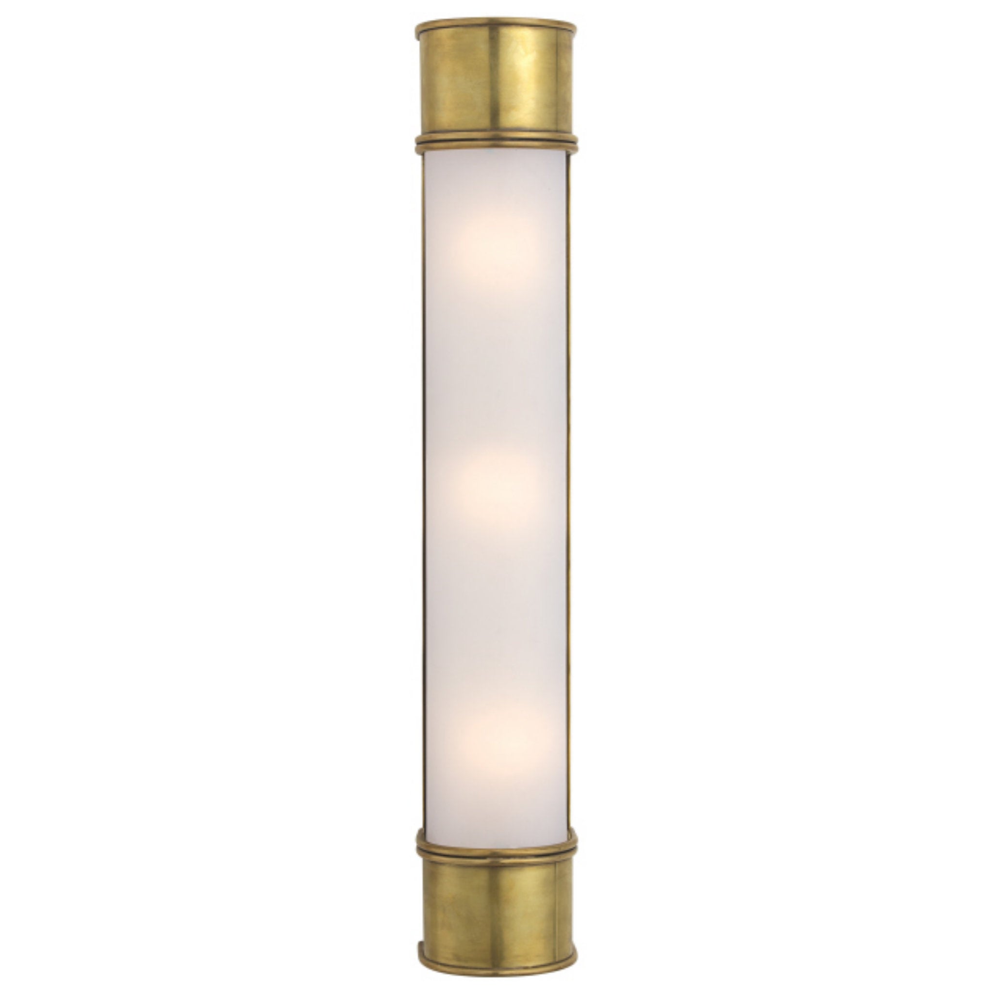 Chapman & Myers Oxford 24" Bath Sconce in Antique-Burnished Brass with Frosted Glass Wall Light W4" x H24"