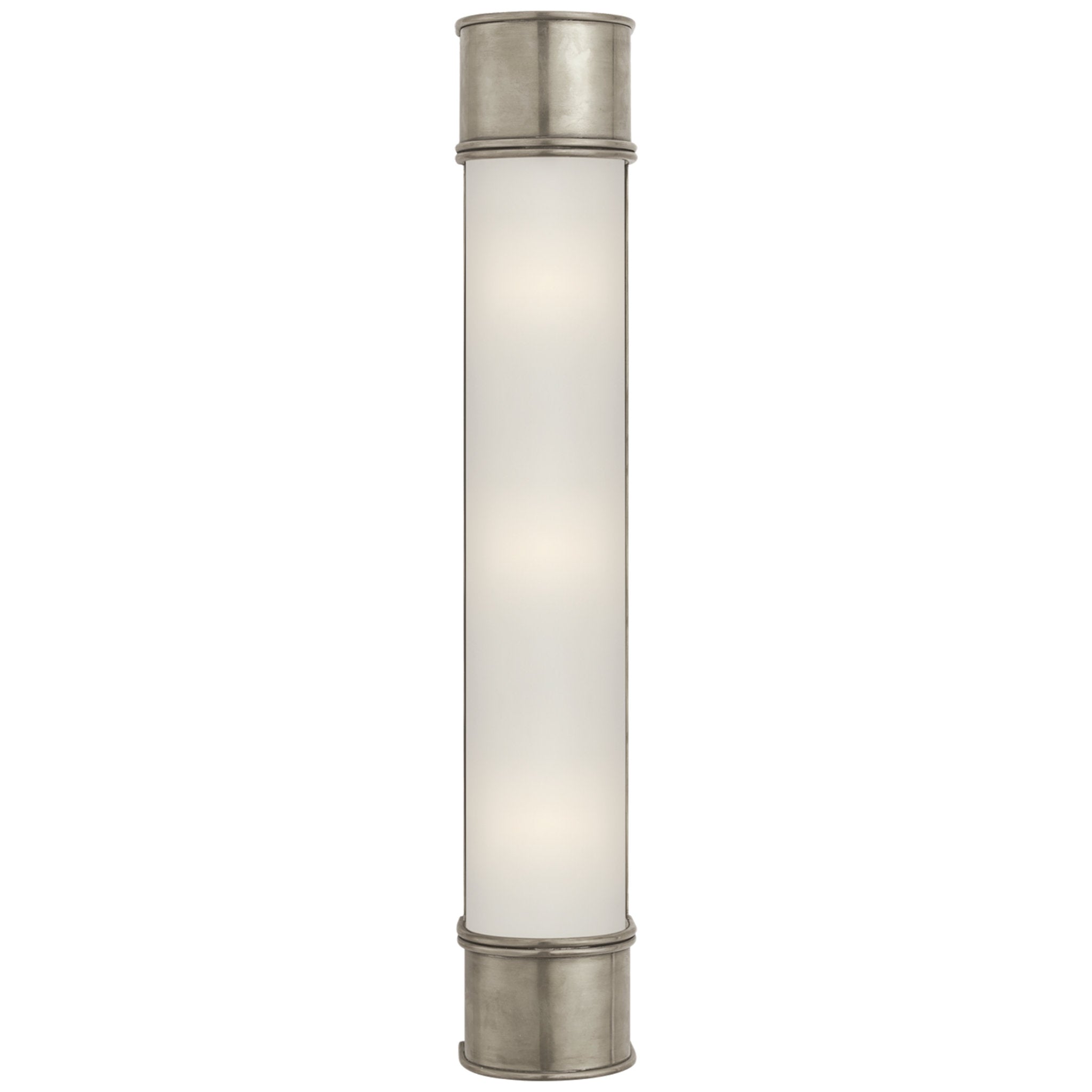 Chapman & Myers Oxford 24" Bath Sconce in Antique Nickel with Frosted Glass Wall Light W4" x H24"