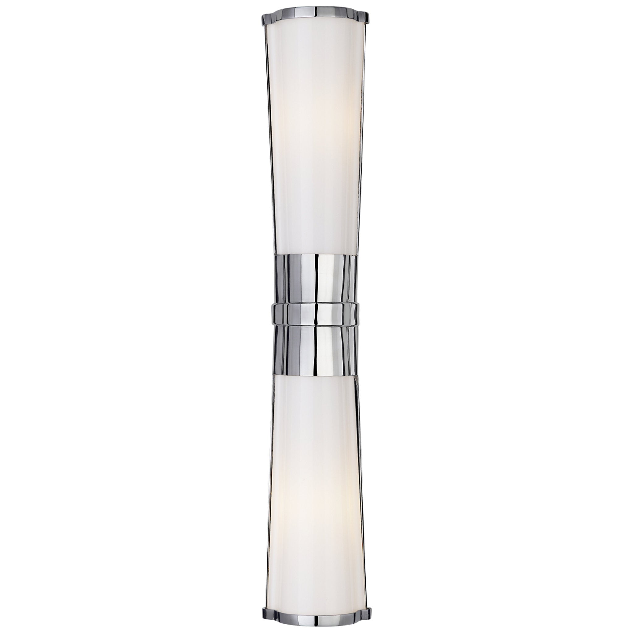 Chapman & Myers Carew Linear Sconce in Polished Nickel with White Glass Wall Light W4.5" x H24"