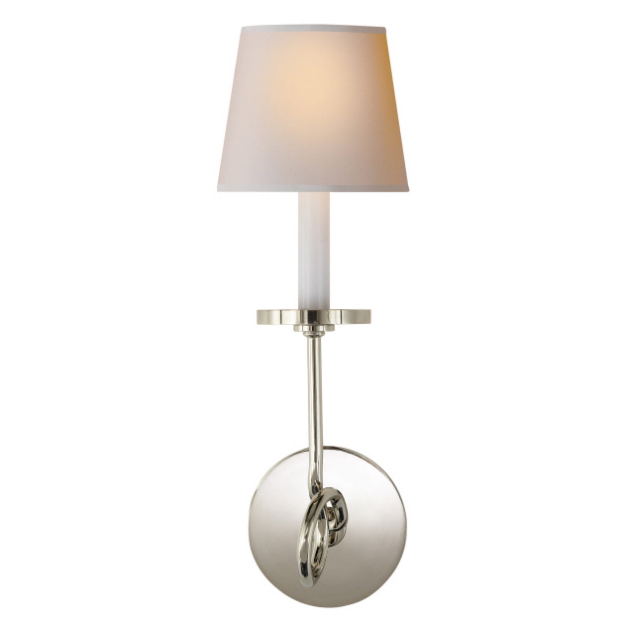 Chapman & Myers Symmetric Twist Single Sconce in Polished Nickel with Natural Paper Shade Wall Light W5" x H16"