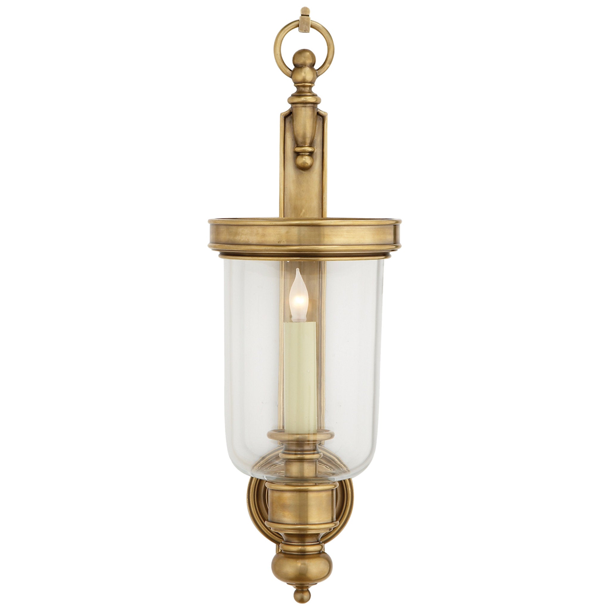 Chapman & Myers Georgian Small Hurricane Wall Sconce in Antique-Burnished Brass Wall Light W7.5" x H22"