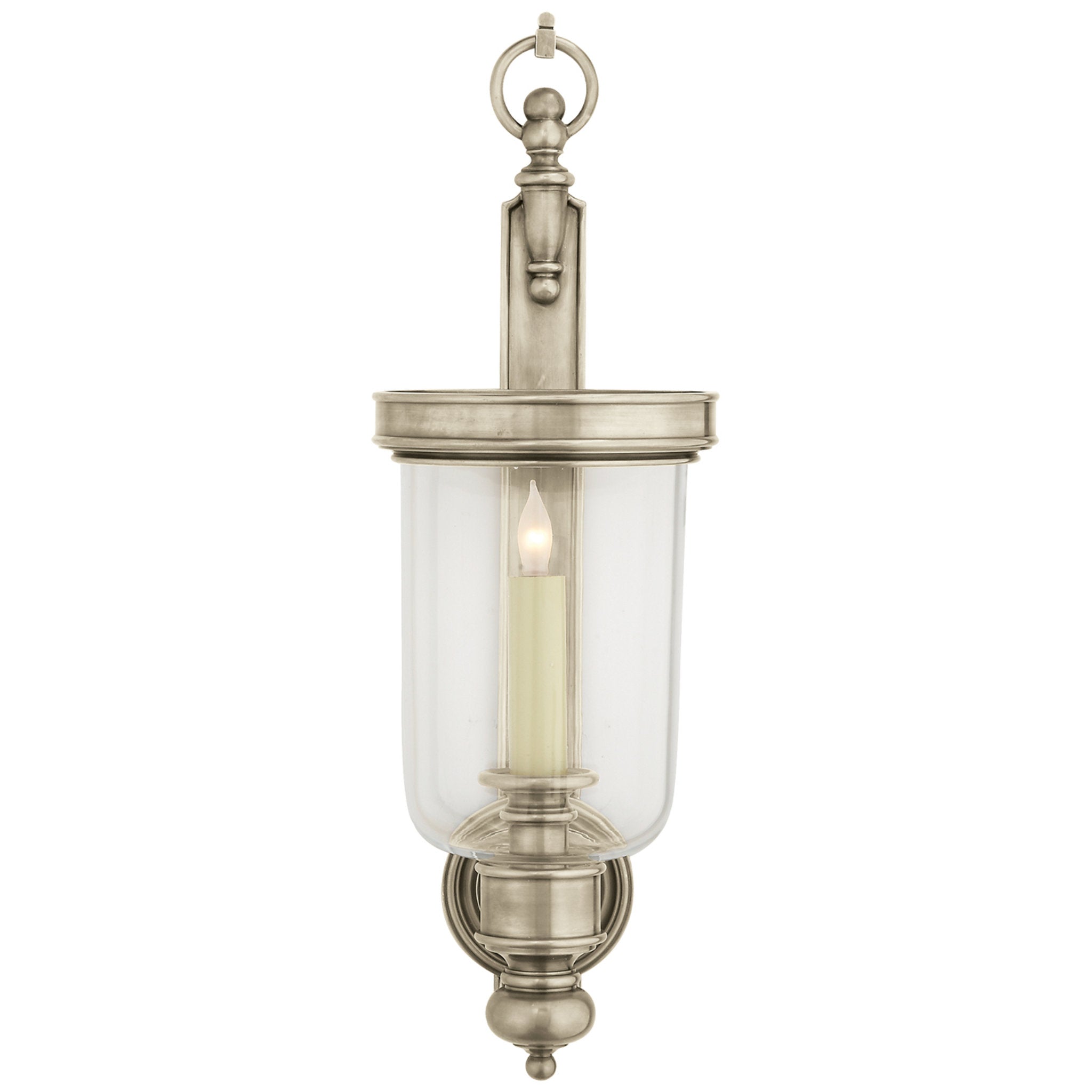 Chapman & Myers Georgian Small Hurricane Wall Sconce in Antique Nickel Wall Light W7.5" x H22"