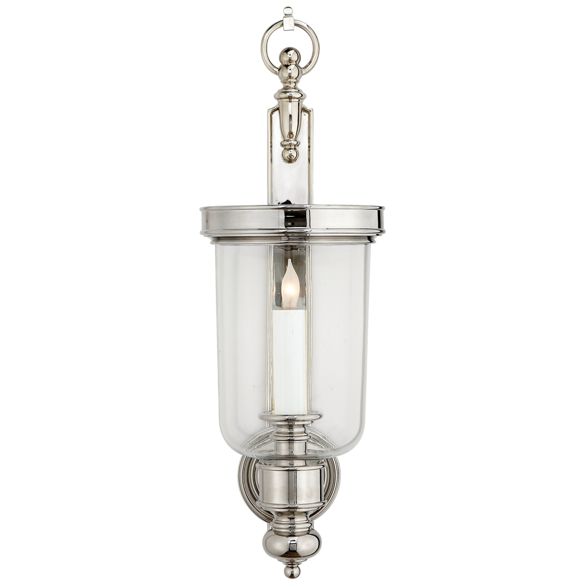 Chapman & Myers Georgian Small Hurricane Wall Sconce in Polished Nickel Wall Light W7.5" x H22"
