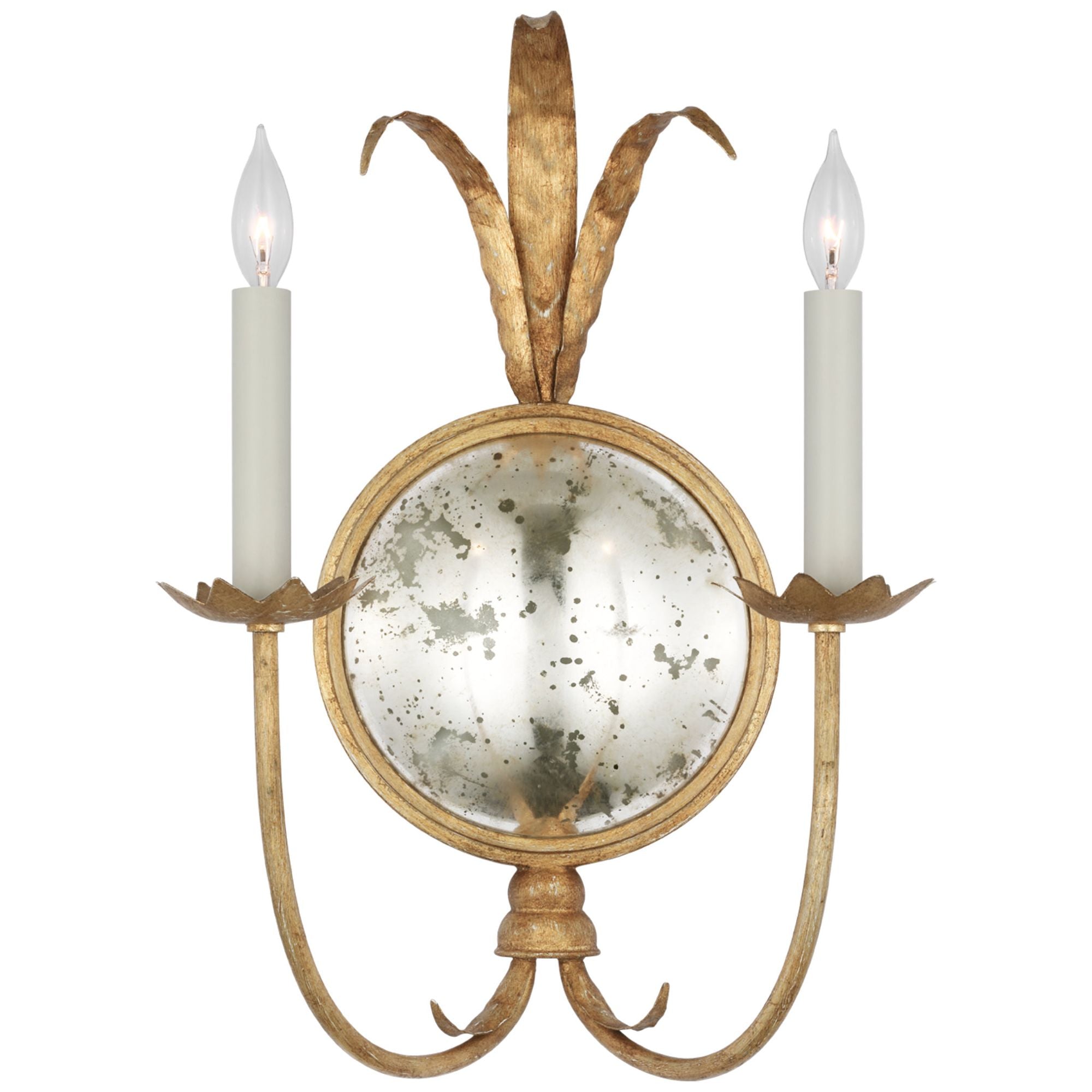 Chapman & Myers Gramercy Large Double Sconce in Gilded Iron Wall Light W16" x H24"