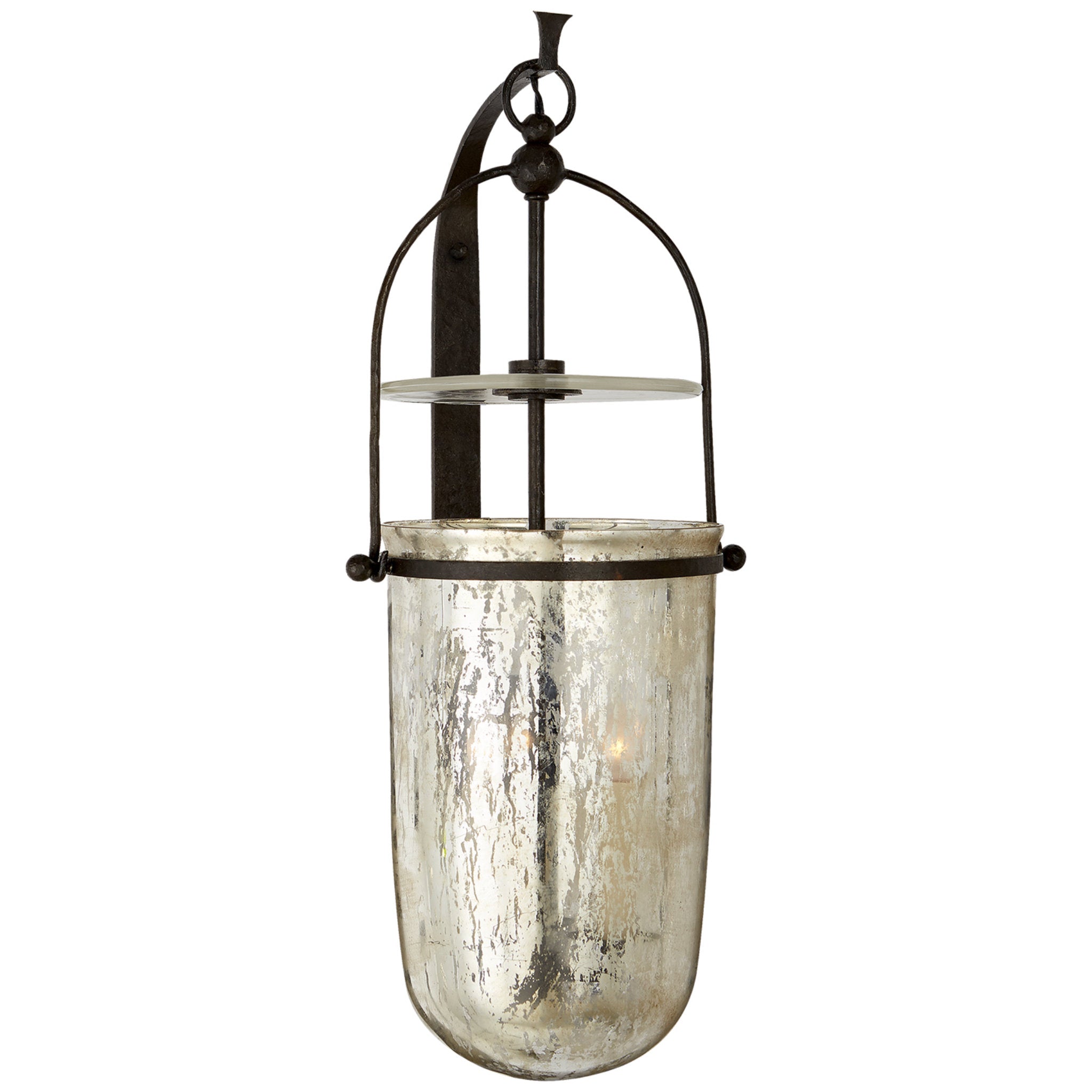 Chapman & Myers Lorford Medium Sconce in Aged Iron with Antiqued Mercury Glass Wall Light W10" x H23.75"