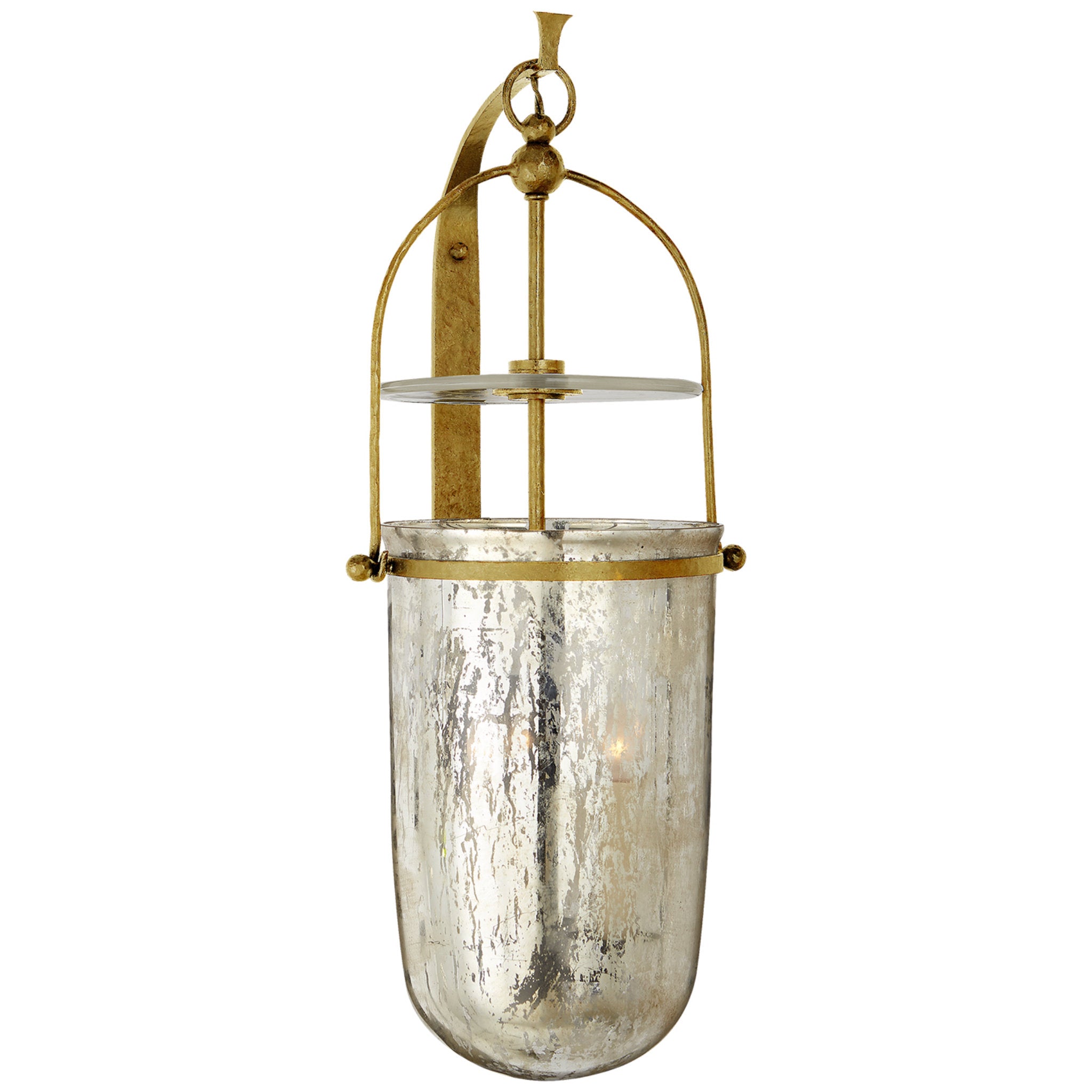 Chapman & Myers Lorford Medium Sconce in Gilded Iron with Antiqued Mercury Glass Wall Light W10" x H23.75"