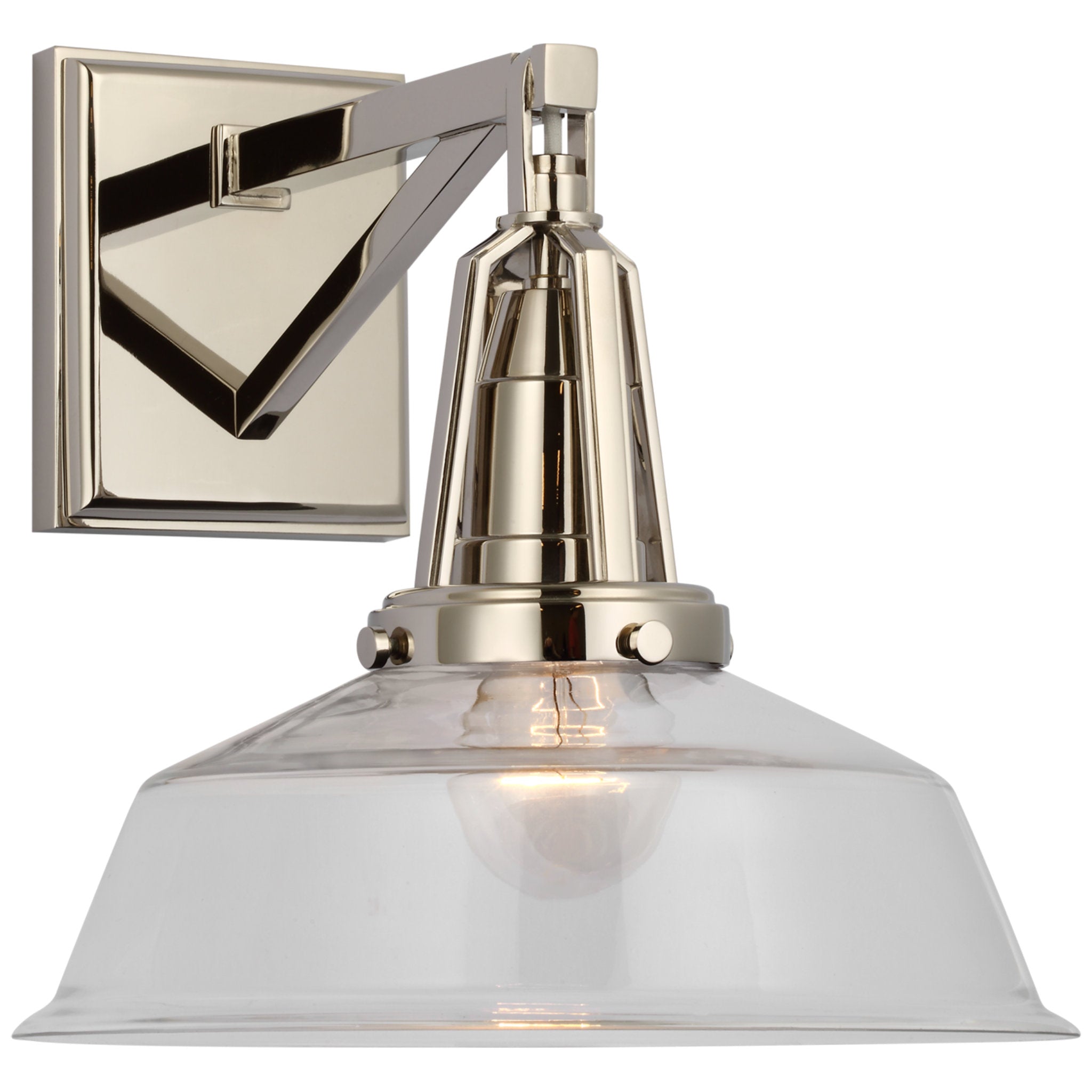 Chapman & Myers Layton 10" Sconce in Polished Nickel with Clear Glass Wall Light W10" x H10.25"