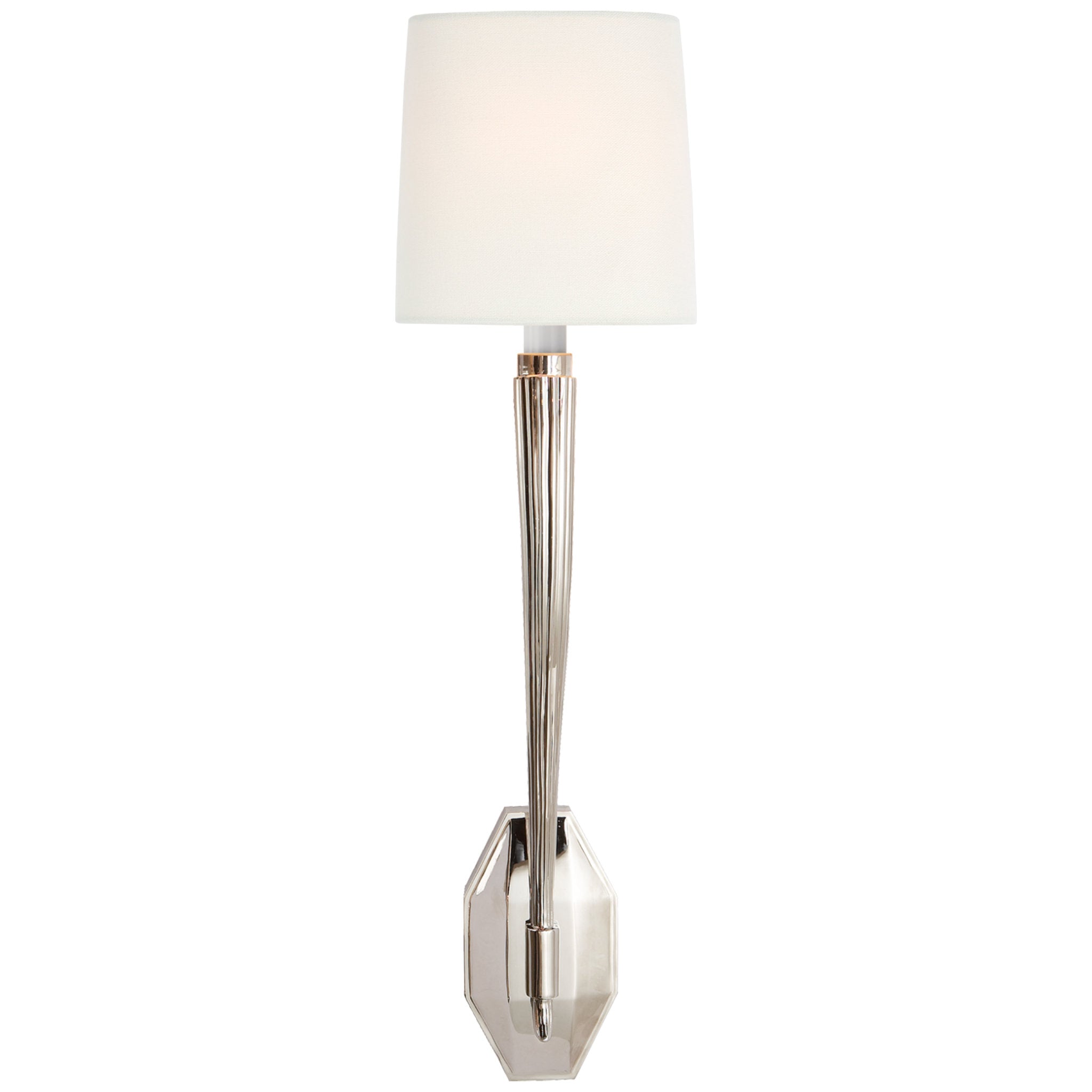 Chapman & Myers Ruhlmann Single Sconce in Polished Nickel with Linen Shade Wall Light W6.25" x H22.5"